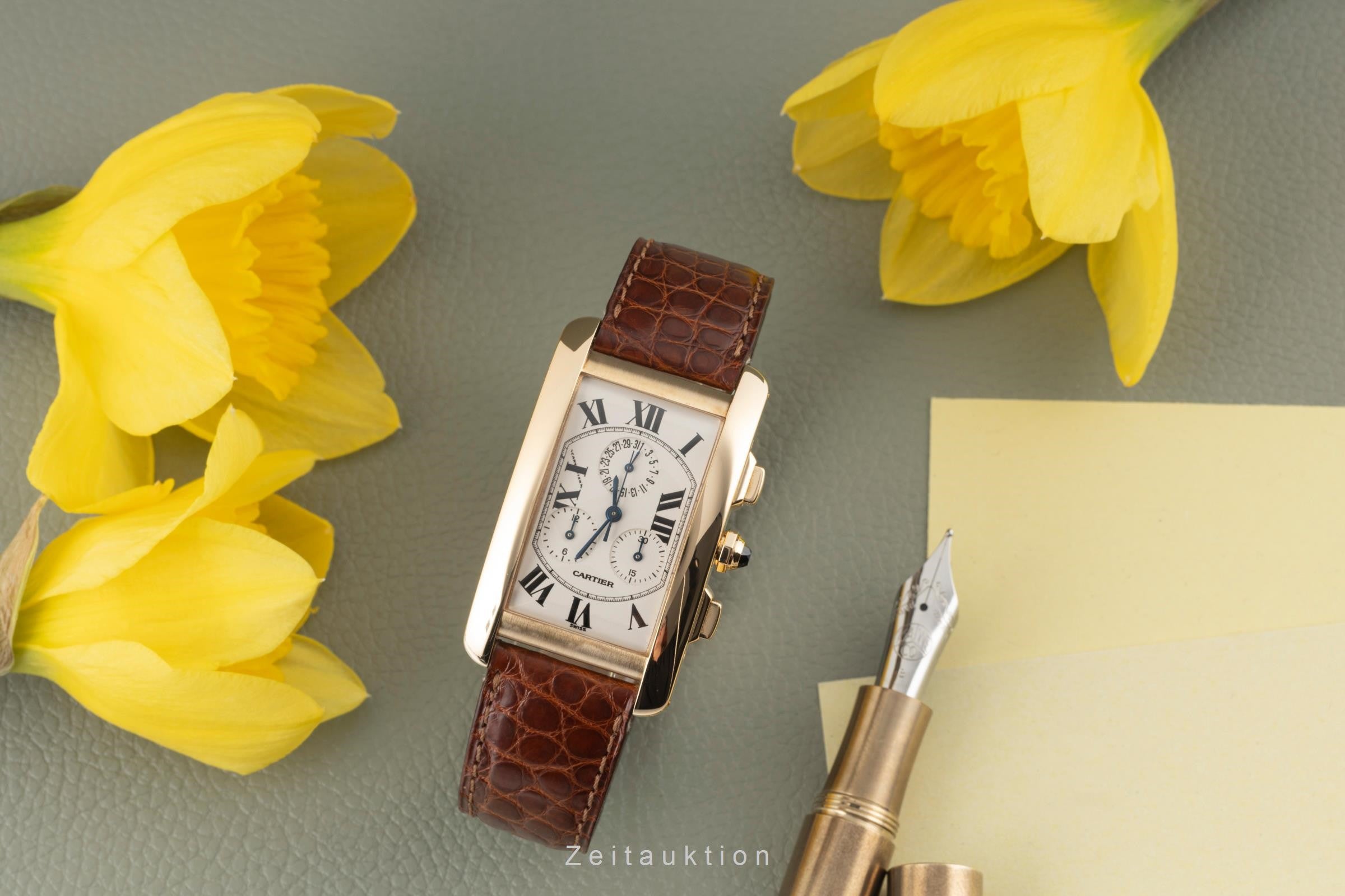 Cartier Tank Américaine chronographe or 18 ct quartz montre pour hommes W2601156, 1730  [2400299]