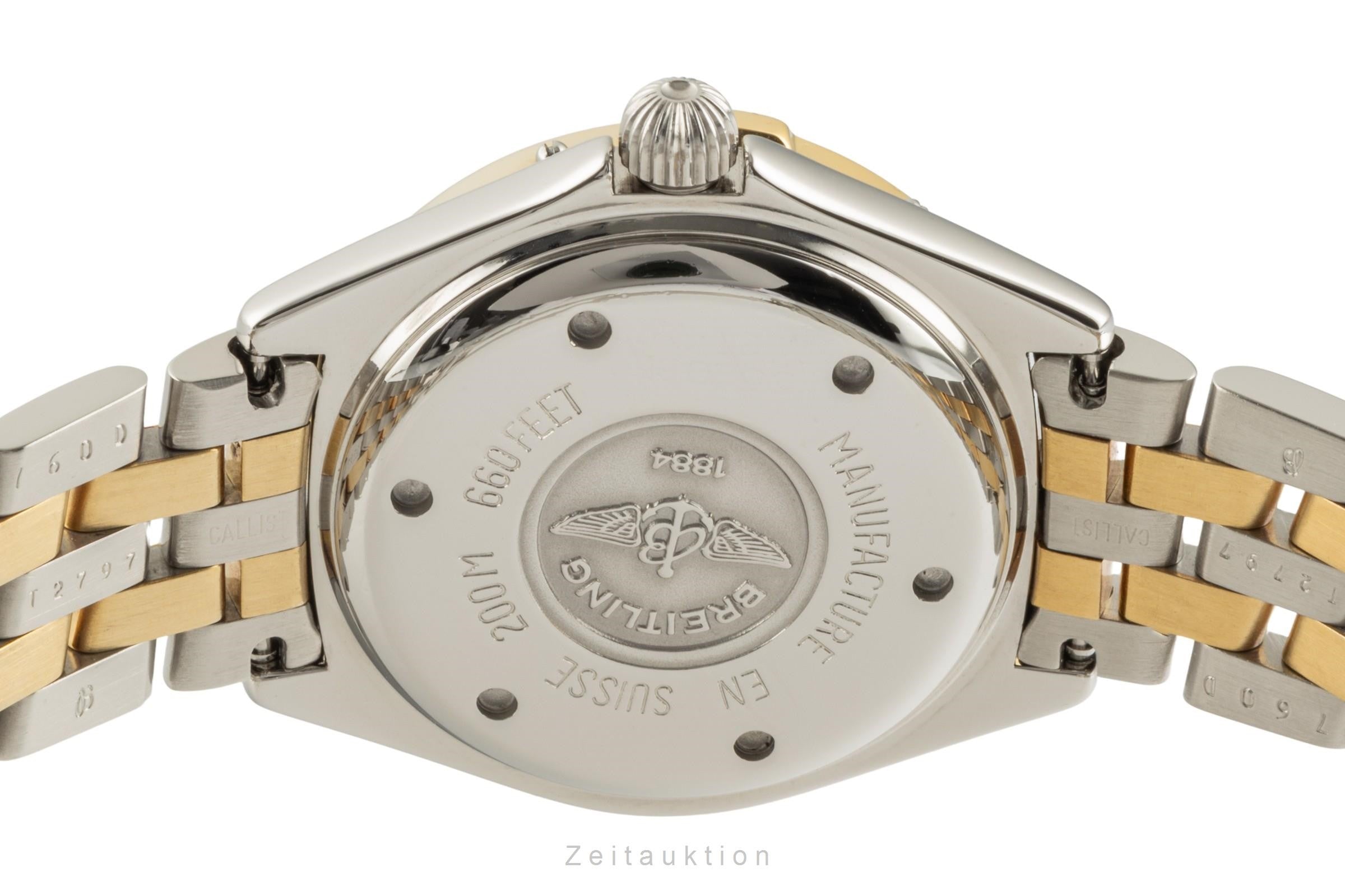 電池交換済 BREITLING ブライトリング レディJ D52065 200m防水 デイト 白 ホワイト YG イエローゴールド SS ステンレス レディース クォーツ【6ヶ月保証】【腕時計】【中古】 BREITLING - 電池交換済 BREITLING ブライトリング レディJ D52065