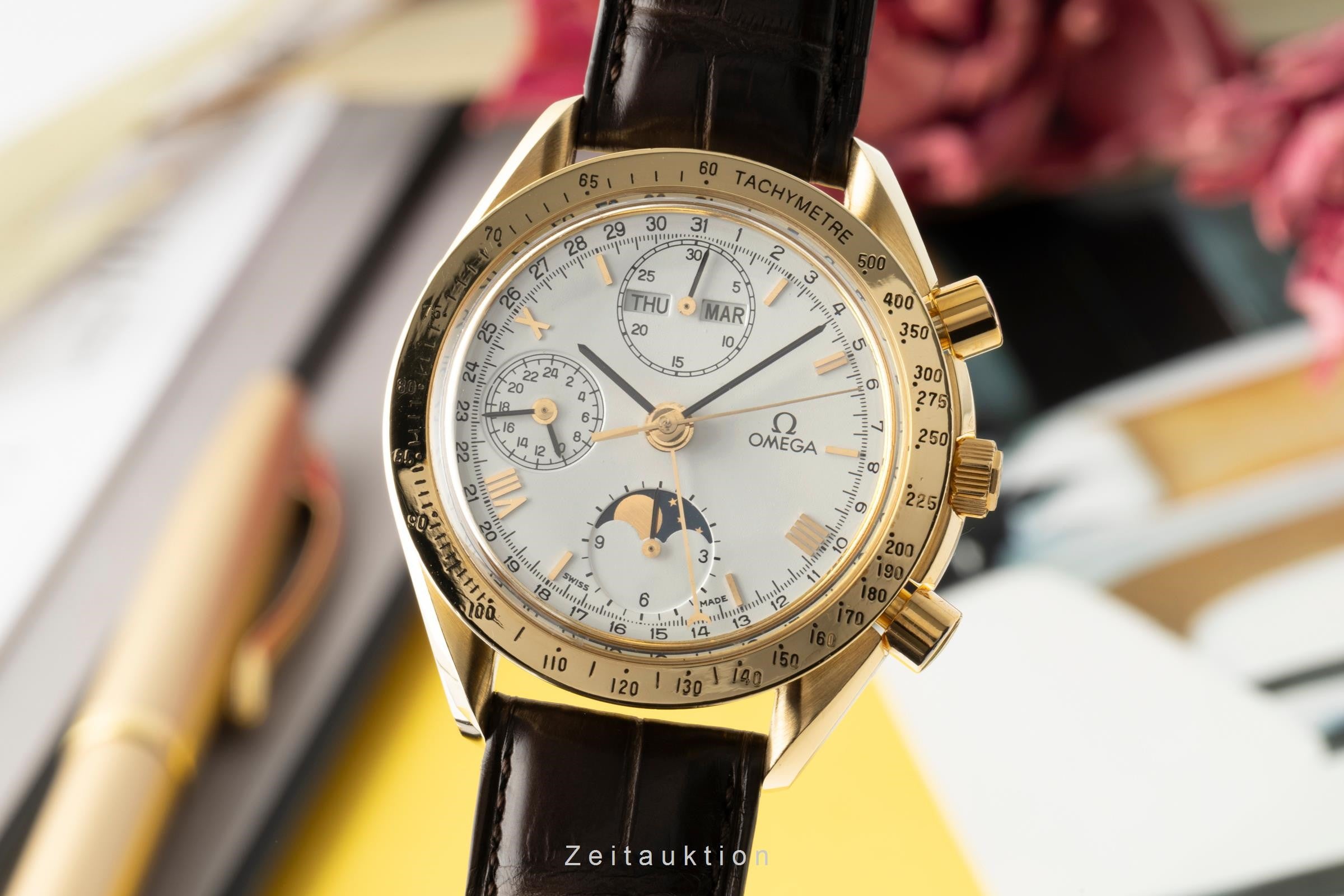Omega Speedmaster chronograph 18 ct gold automatic men's watch 3131.20, BA 175.0034 LP: 21300EUR  [2400627]