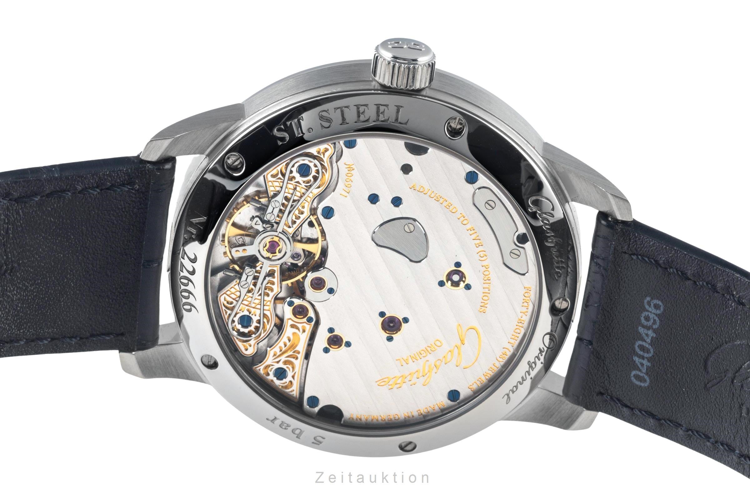 Glashütte PanoReserve Stahl Handaufzug Ref. 1-65-01-26-12-35 NP: 11800,- € [2400637]