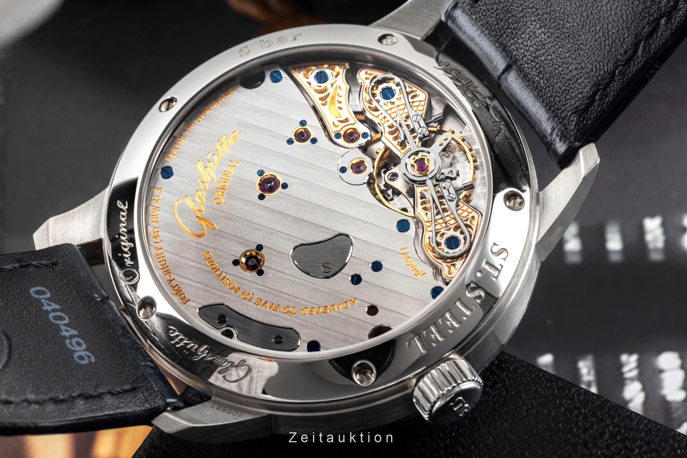 Glashütte PanoReserve Stahl Handaufzug Ref. 1-65-01-26-12-35 NP: 11800,- € [2400637]