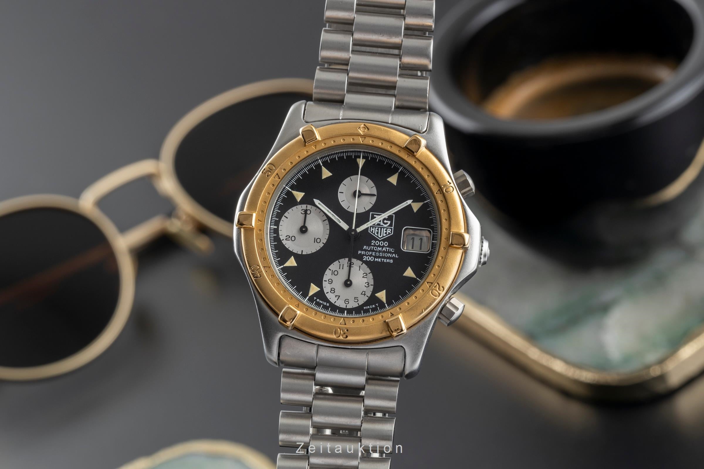 Tag Heuer 2000 cronografo acciaio / dorato automatismo orologio da uomo 173.006 Vintage  [2400670]