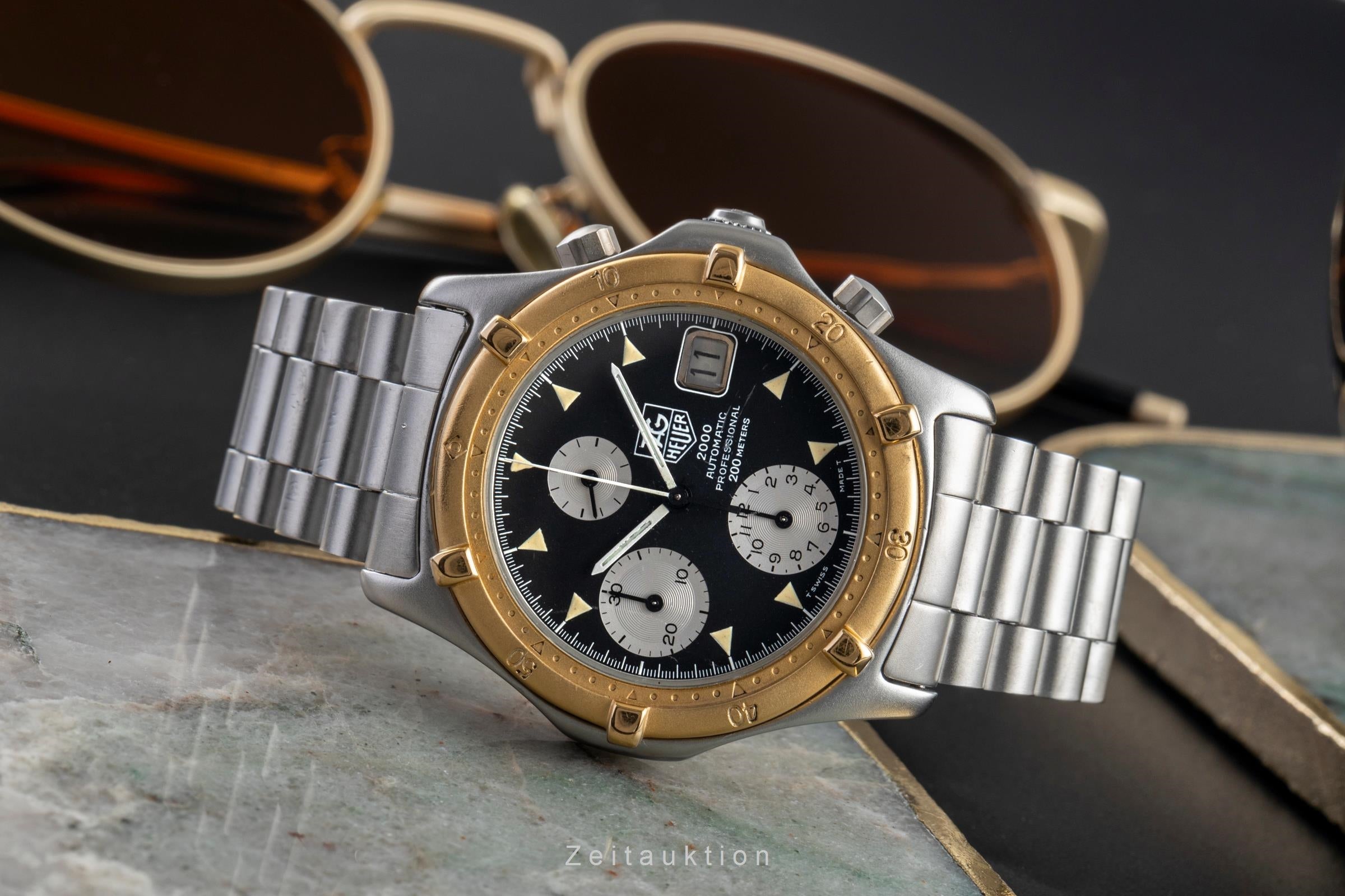 Tag Heuer 2000 cronografo acciaio / dorato automatismo orologio da uomo 173.006 Vintage  [2400670]