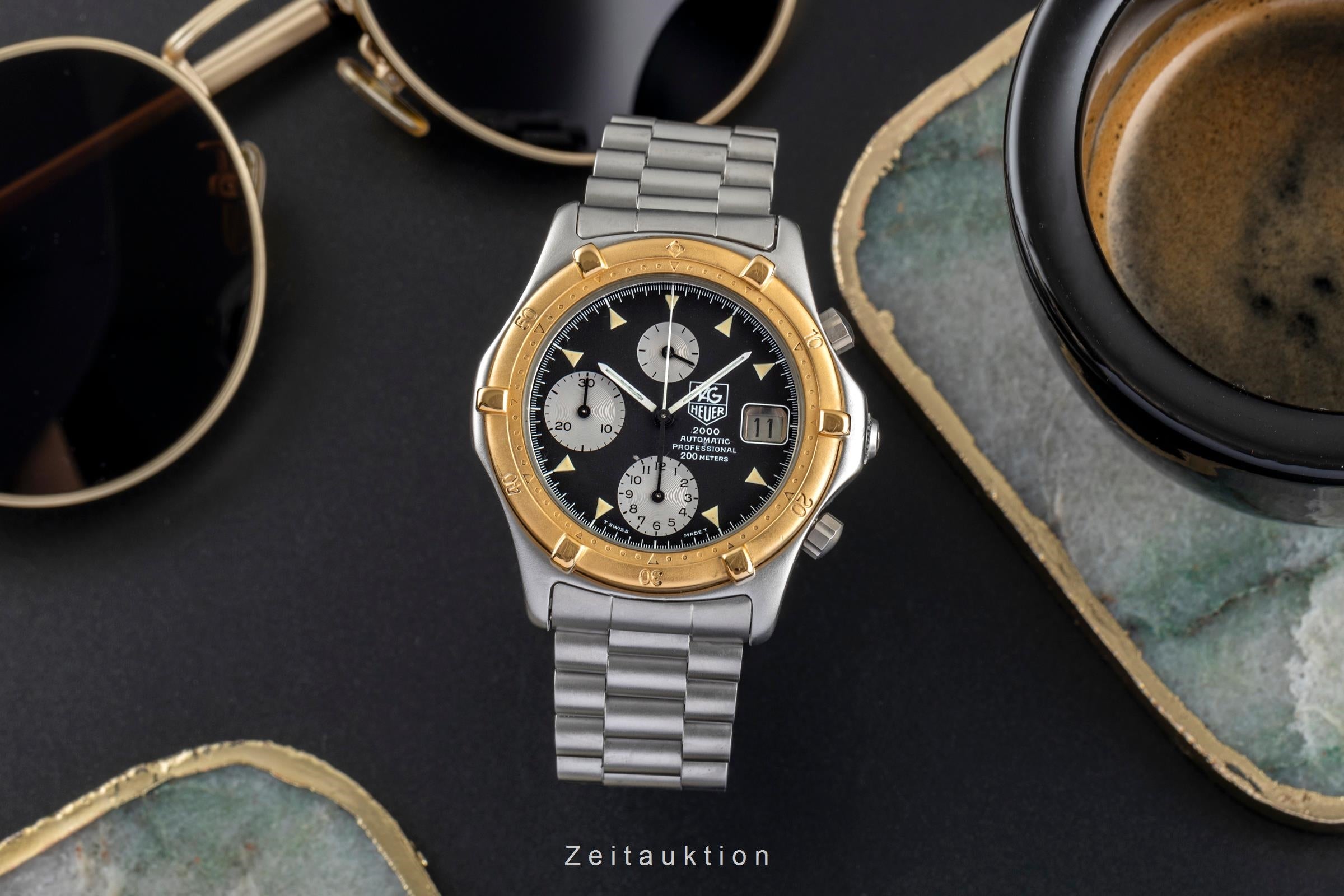 Tag Heuer 2000 cronografo acciaio / dorato automatismo orologio da uomo 173.006 Vintage  [2400670]