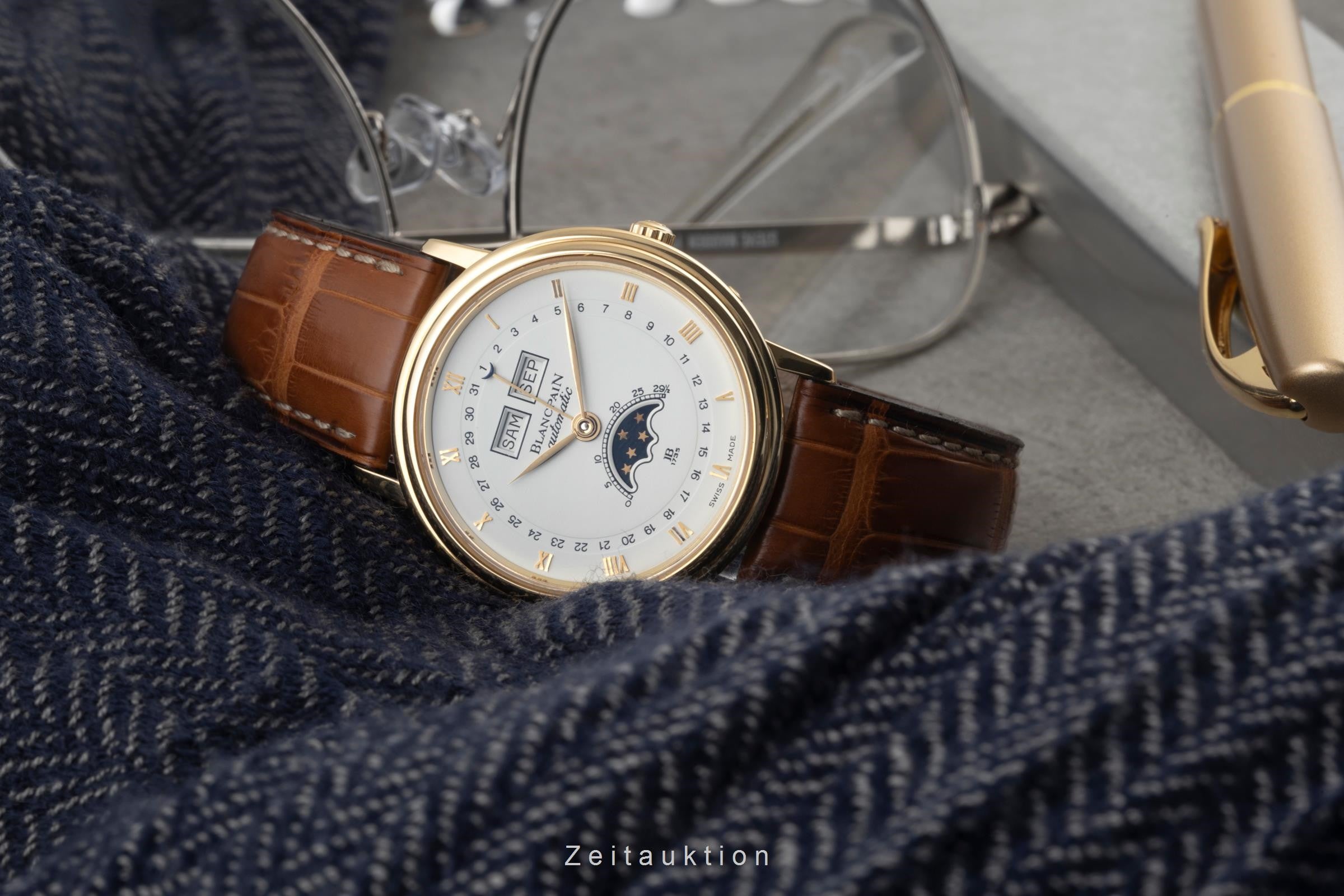 Blancpain Villeret Kalender 18k (0,750) Gold Automatik 6595-1418 VP: 27250,- € [2400689]