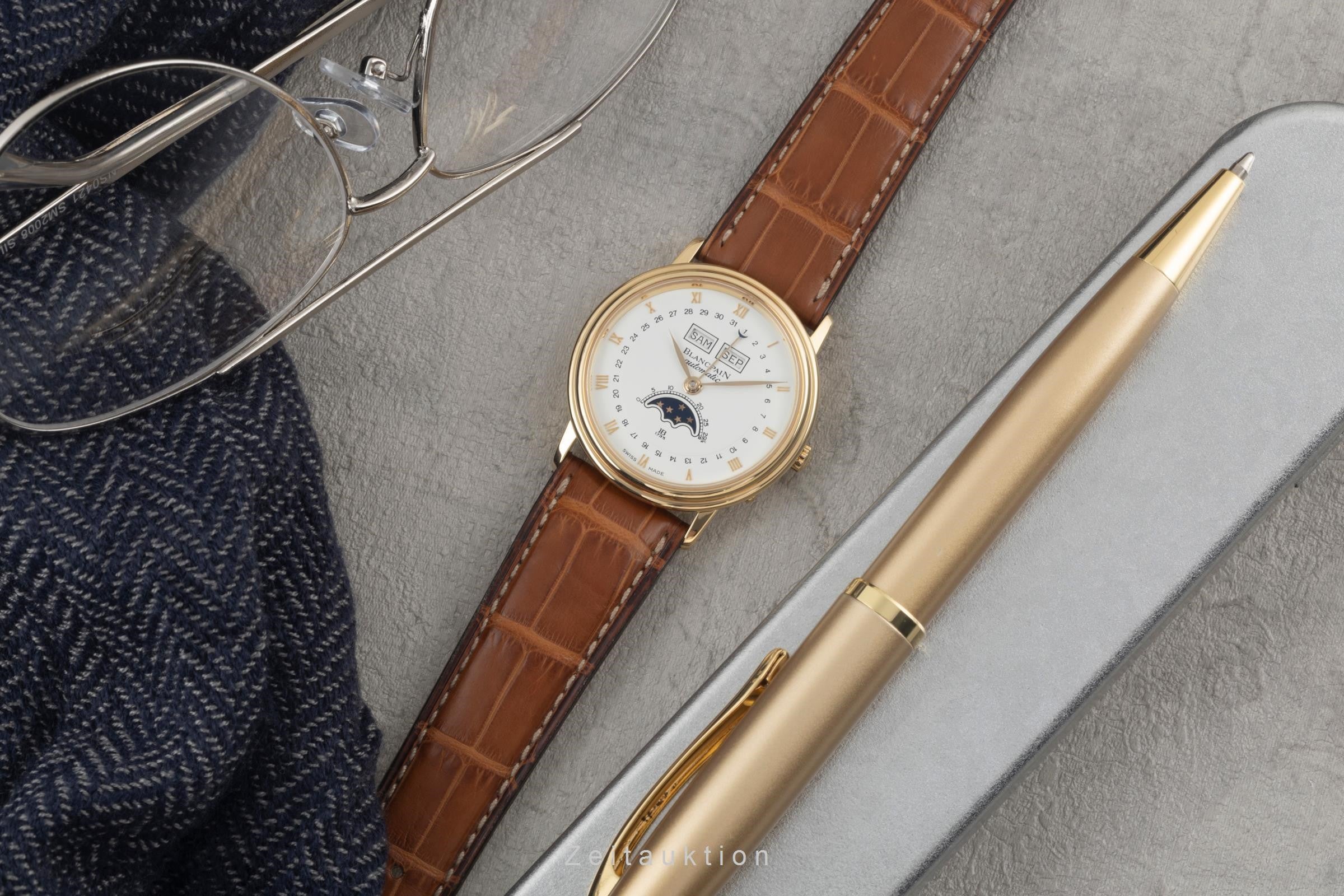 Blancpain Villeret Kalender 18k (0,750) Gold Automatik 6595-1418 VP: 27250,- € [2400689]