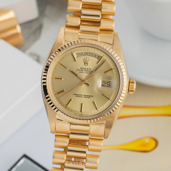 Rolex Day-Date oro 18 ct automatismo orologio da uomo 1803 LP: 35900EUR Vintage  [2400876]