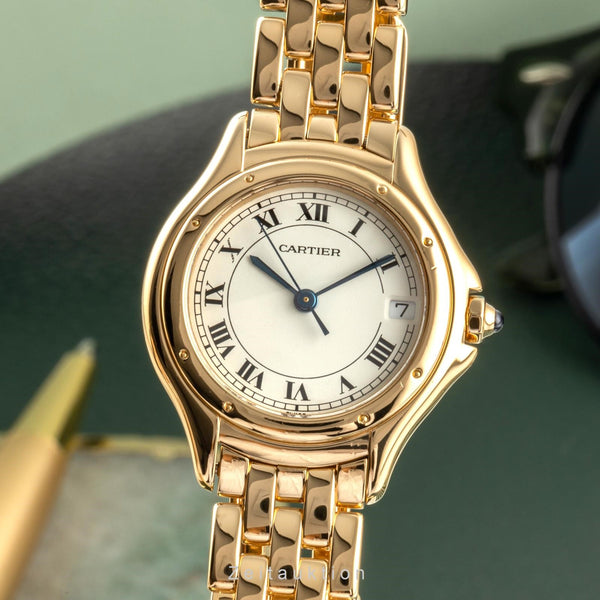 Cartier Cougar oro 18 ct quarzo orologio da donna 887906 LP: 24800EUR  [2401100]