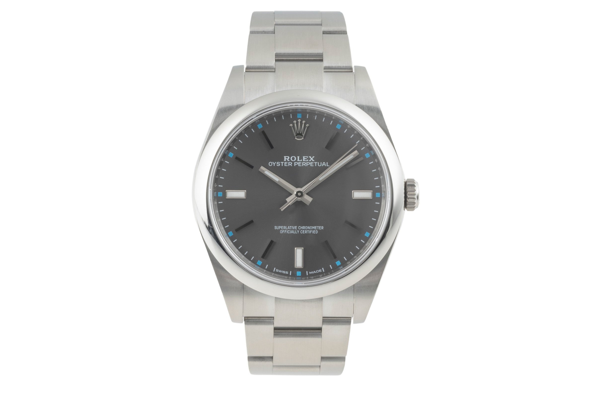 Rolex Oyster Perpetual 39 Dark Rhodium Automatik Edelstahl Herrenuhr Ref. 114300 [2401234]