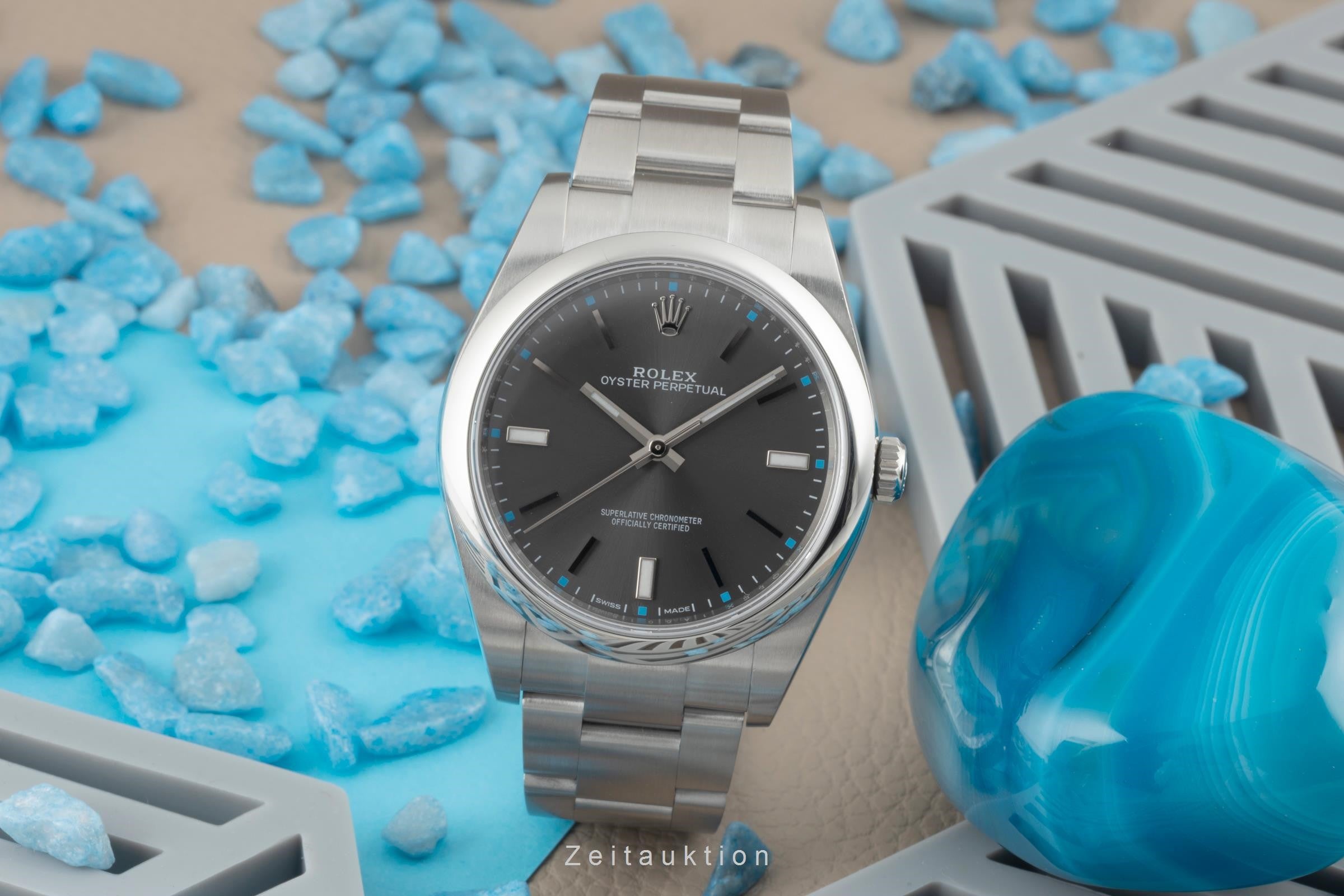 Rolex Oyster Perpetual 39 Dark Rhodium Automatik Edelstahl Herrenuhr Ref. 114300 [2401234]