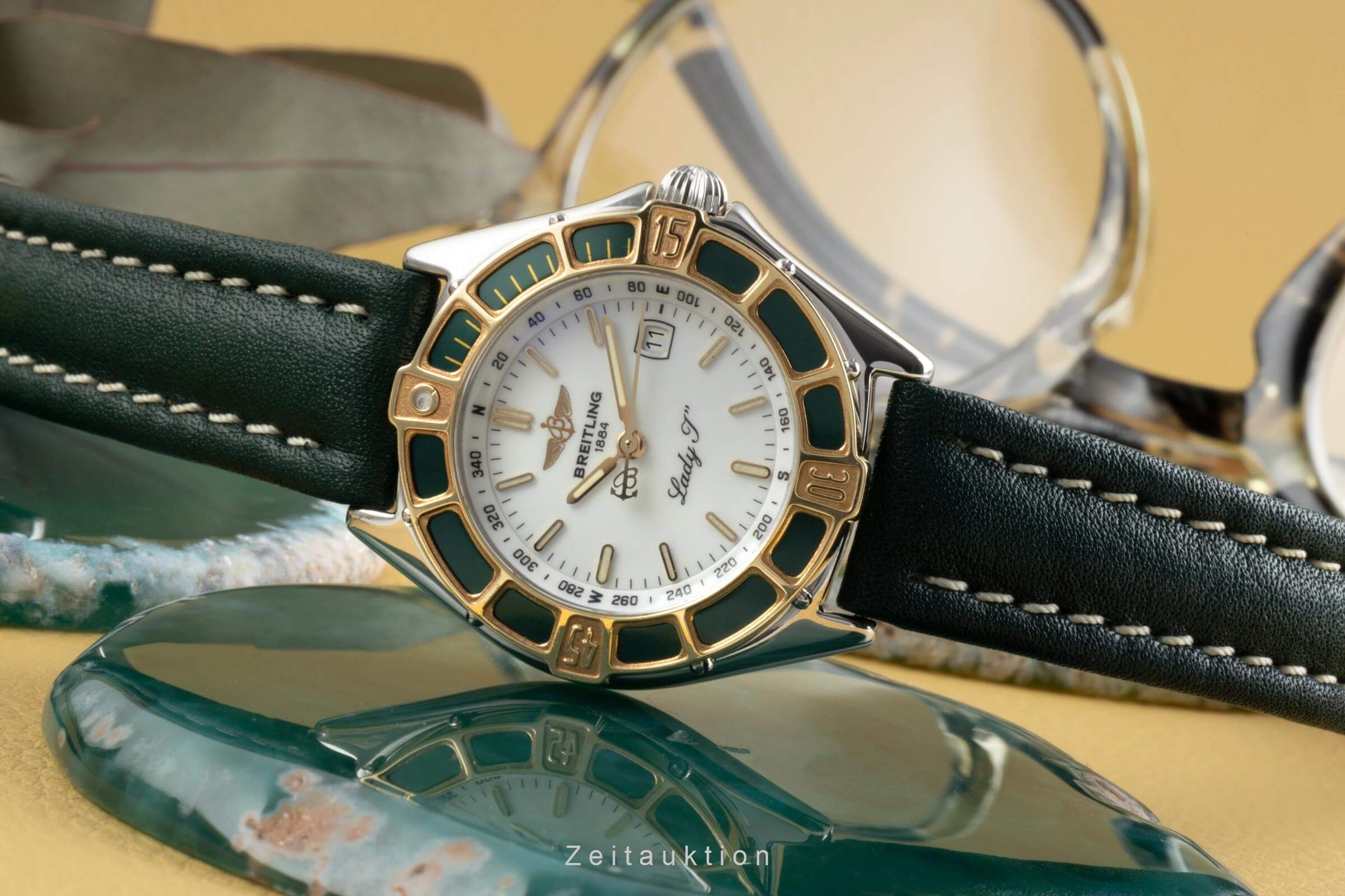 Breitling Lady J White Dial Stahl / Gold Quarz Damenuhr Ref. D52065 Klassiker [2402386]