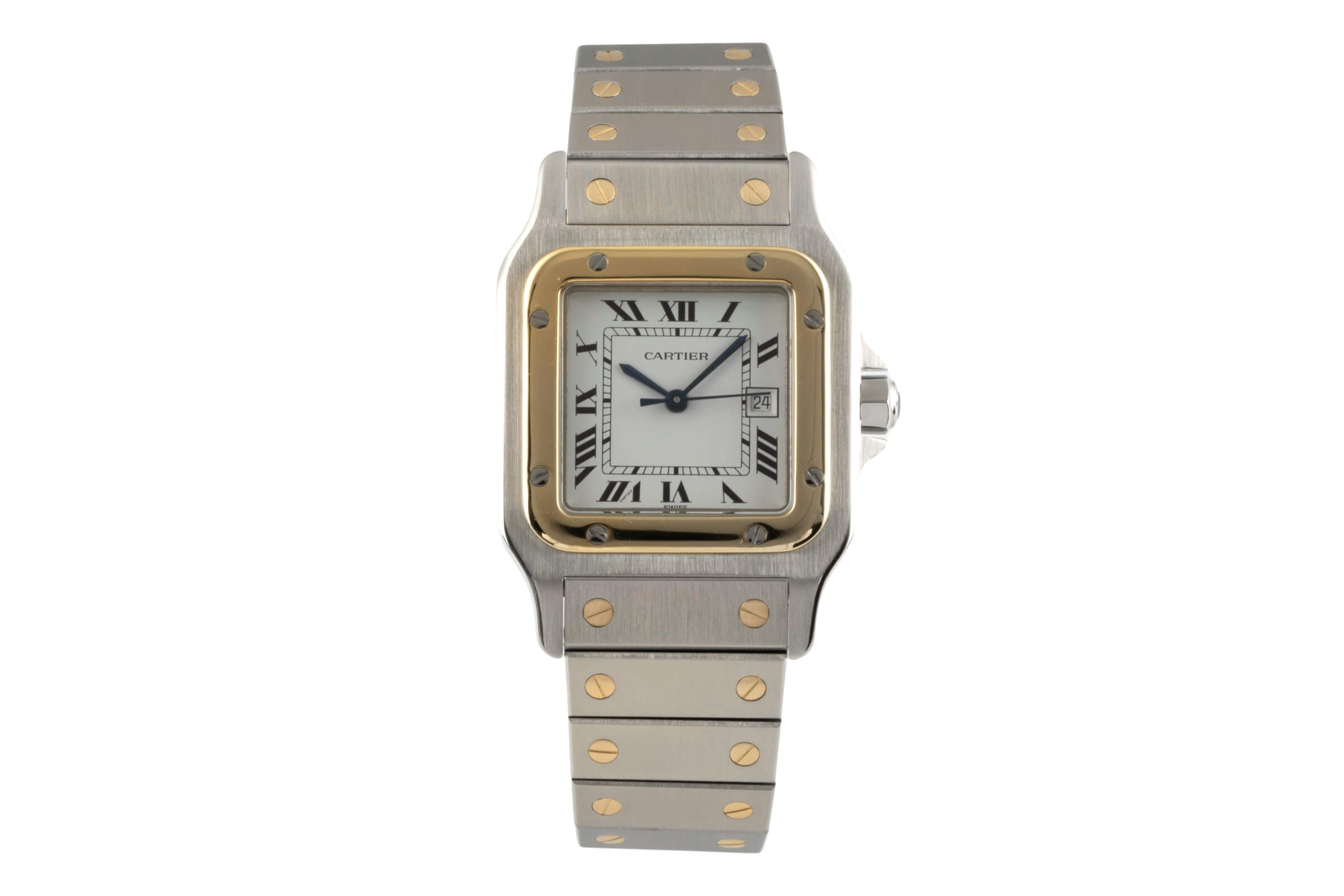 Cartier Santos Carree Stahl / Gold Automatik Herrenuhr Medium Ref 2961 Klassiker [2402515]