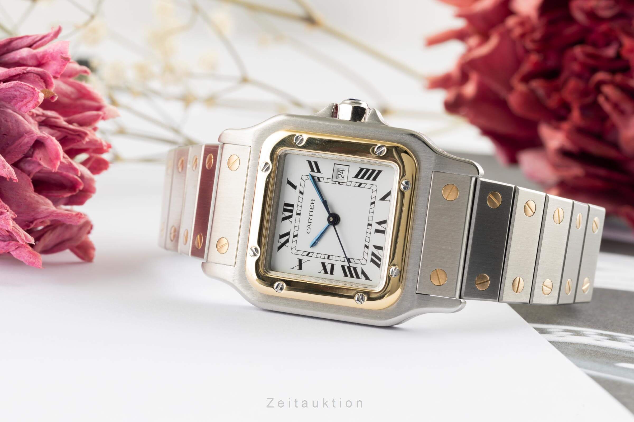 Cartier Santos Carree Stahl / Gold Automatik Herrenuhr Medium Ref 2961 Klassiker [2402515]