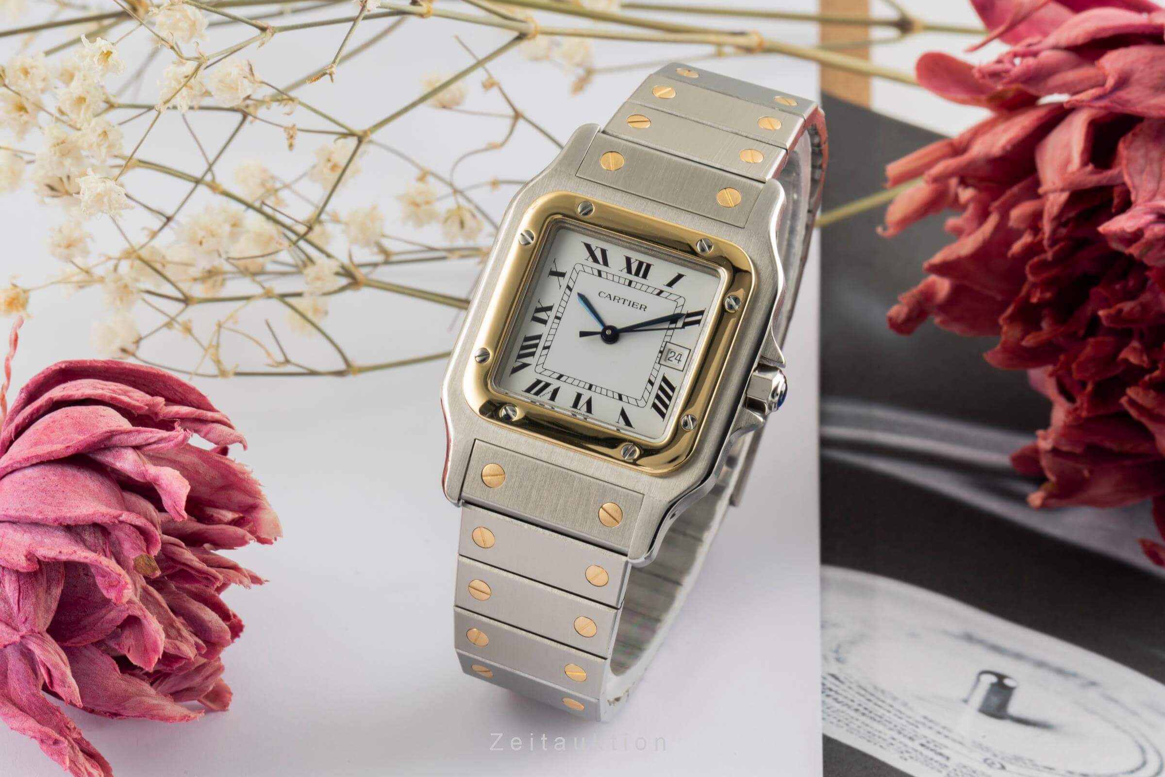 Cartier Santos Carree Stahl / Gold Automatik Herrenuhr Medium Ref 2961 Klassiker [2402515]