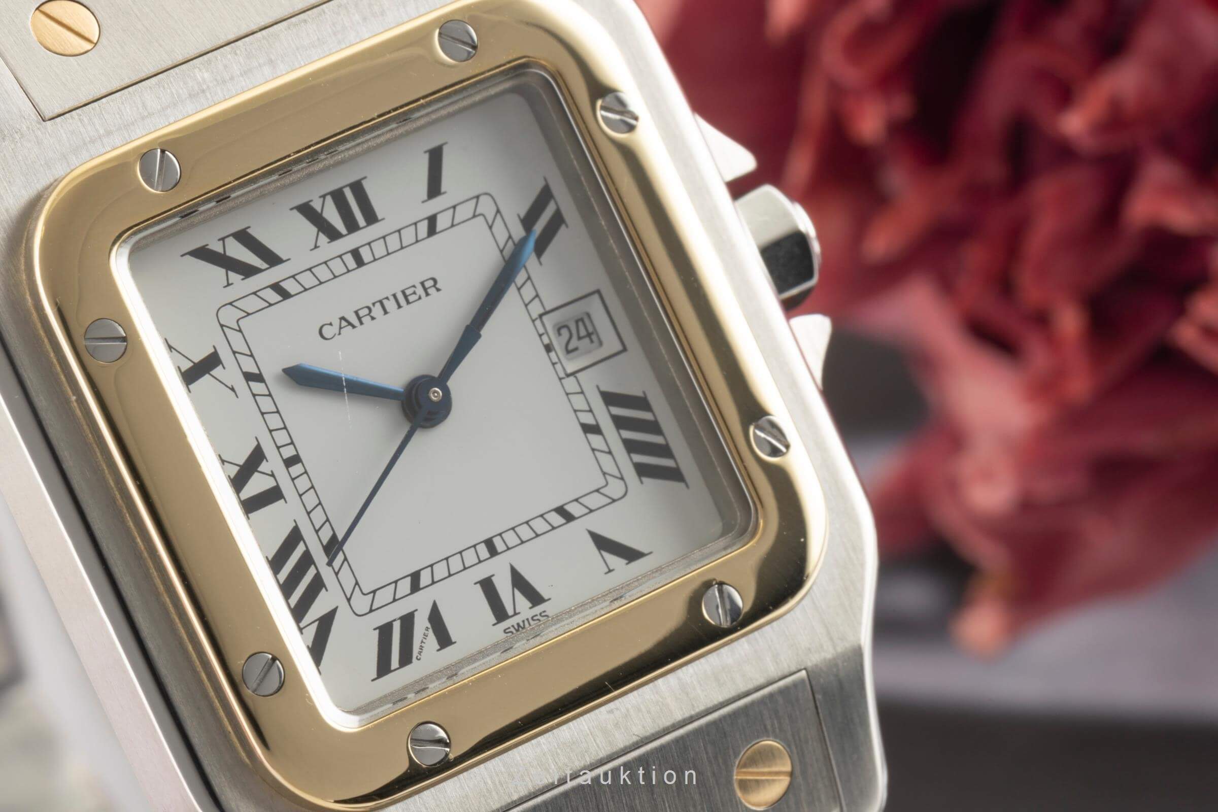 Cartier Santos Carree Stahl / Gold Automatik Herrenuhr Medium Ref 2961 Klassiker [2402515]