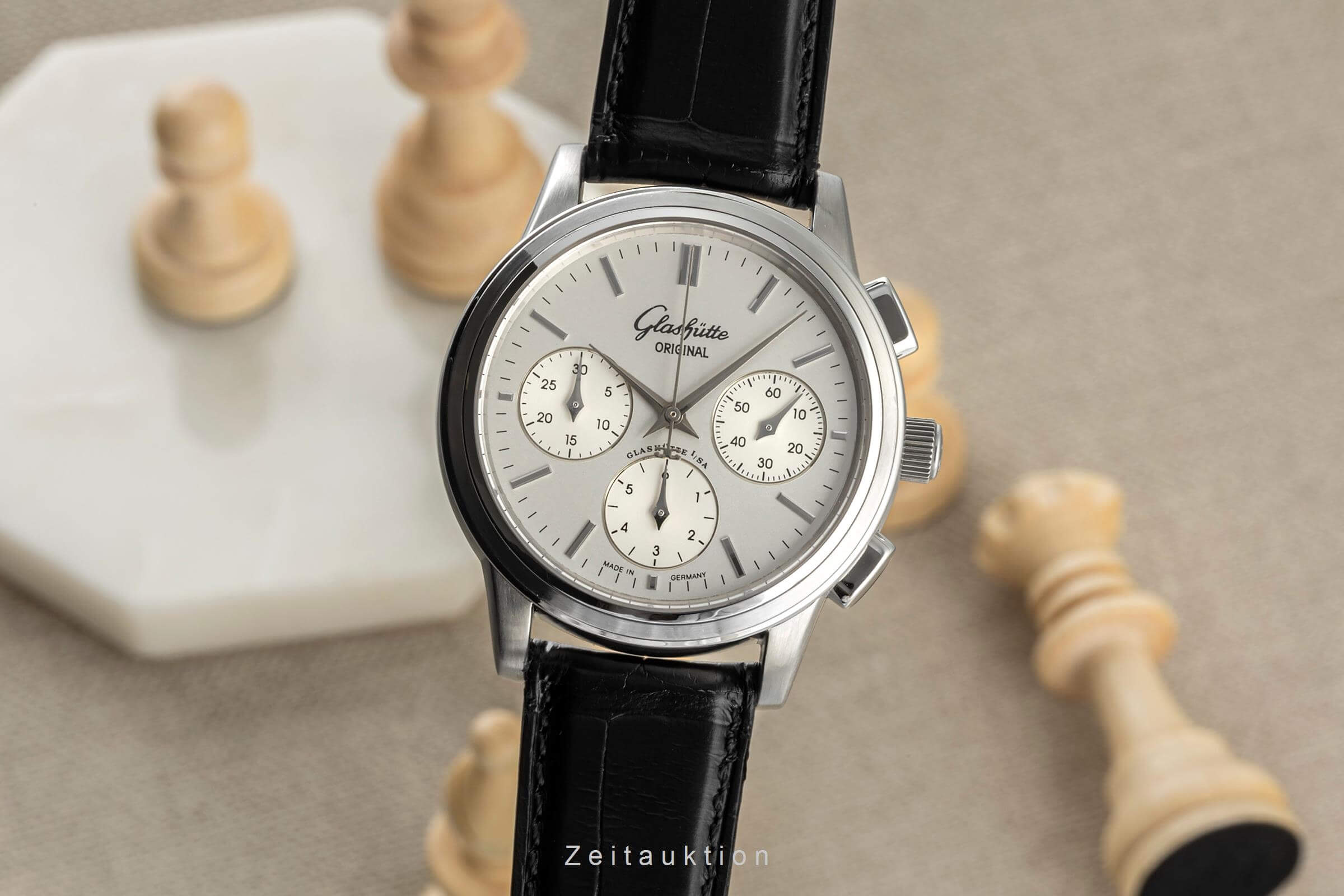 Glashütte Senator chronographe acier automatique montre pour hommes 39-31-11-13-04  [2402557]