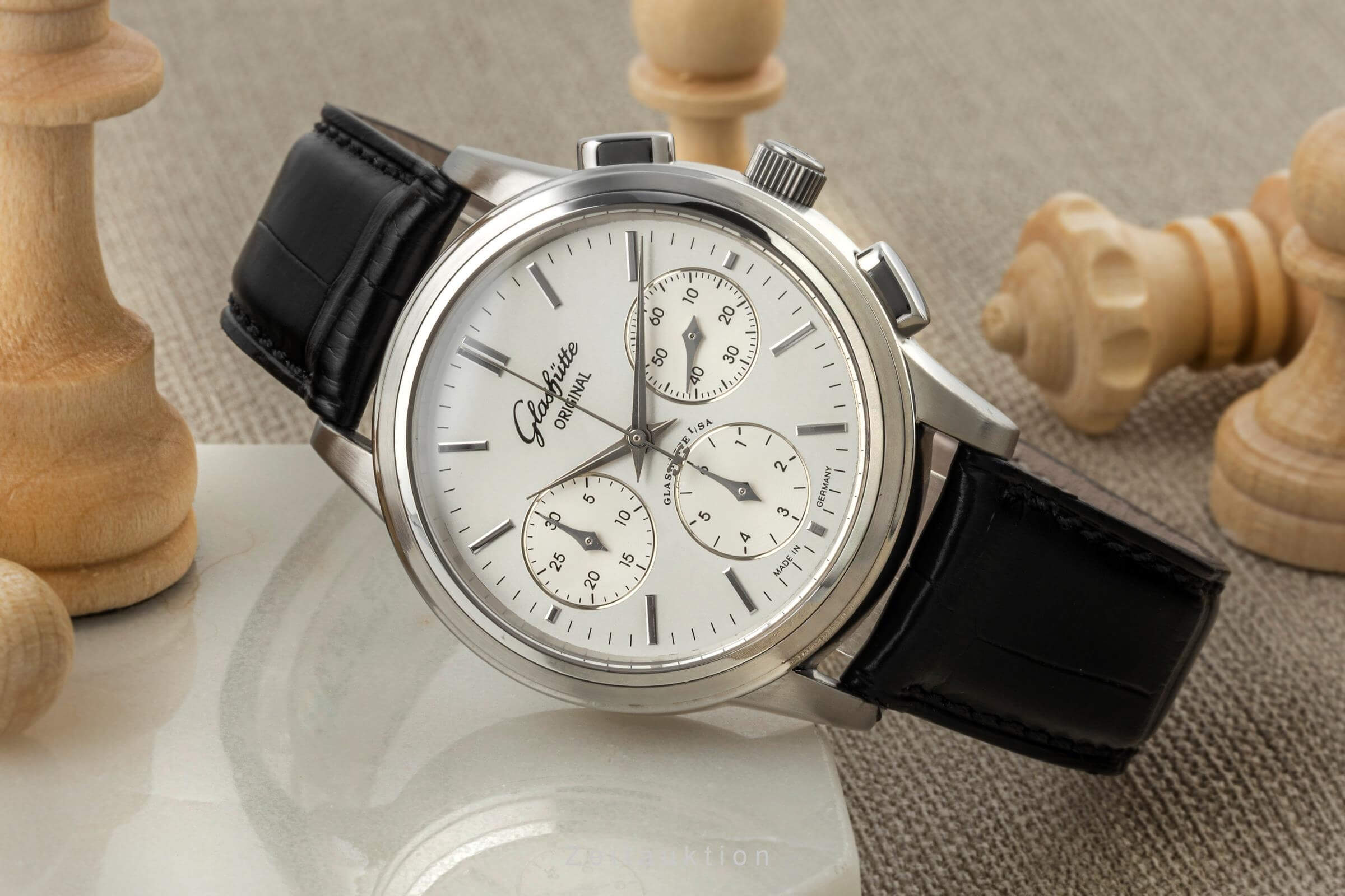 Glashütte Senator chronographe acier automatique montre pour hommes 39-31-11-13-04  [2402557]