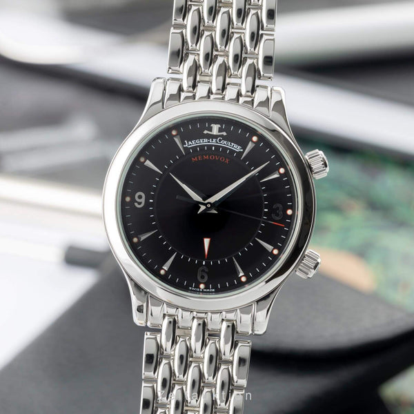 Jaeger LeCoultre Memovox Handaufzug Stahl Herrenuhr Ref. 144.8.94.S B&P [2402853]