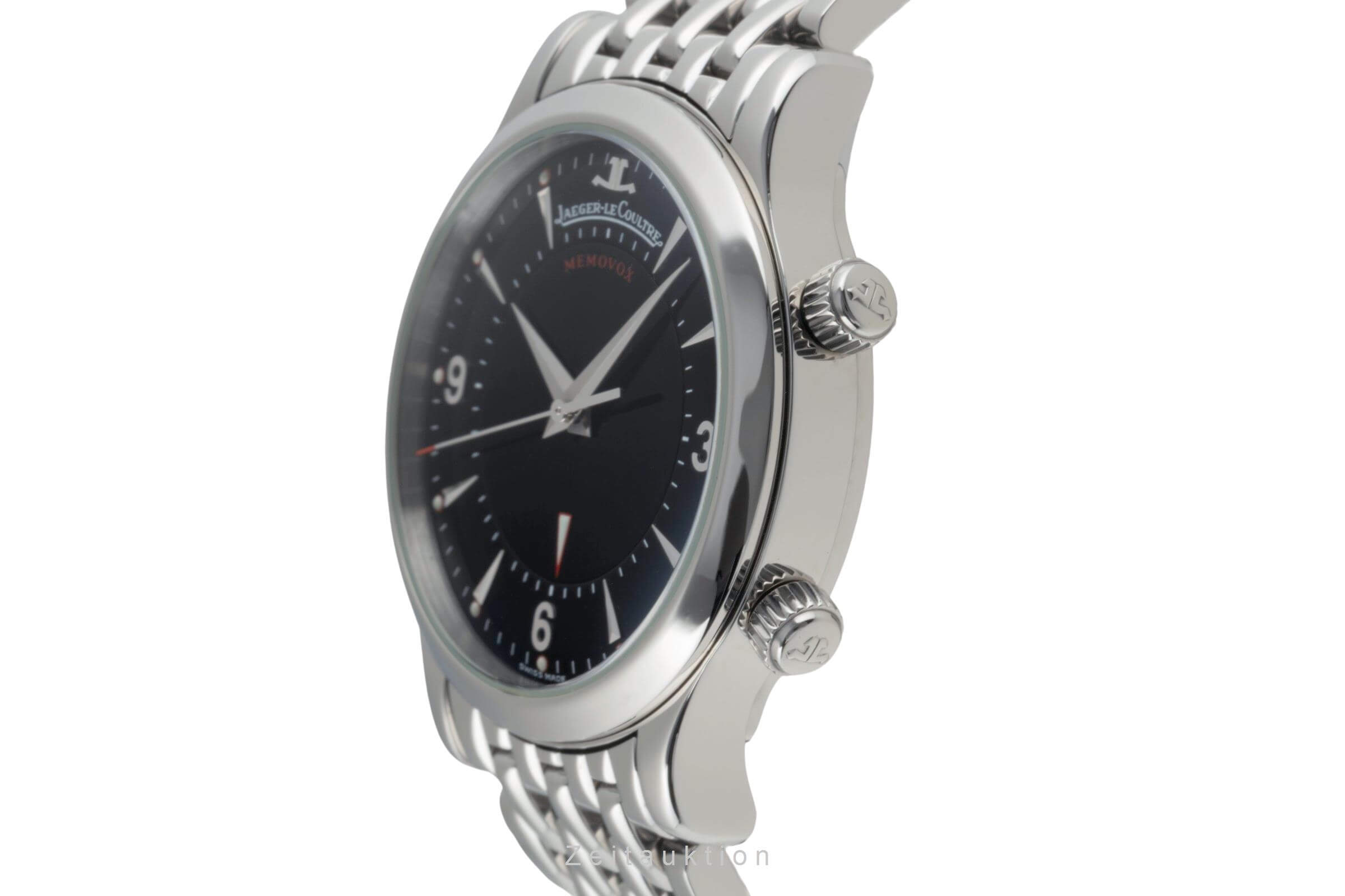 Jaeger LeCoultre Memovox Handaufzug Stahl Herrenuhr Ref. 144.8.94.S B&P [2402853]