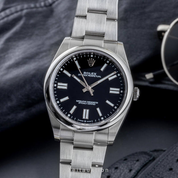 Rolex Oyster Perpetual 41 Black Dial  Automatik Stahl Herrenuhr Ref. 124300 B&P [2403973]