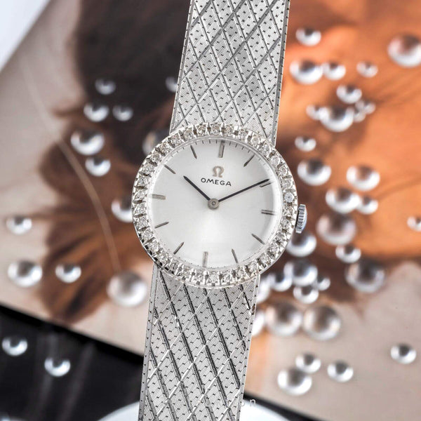 Omega or blanc 18 ct à remontage manuel montre pour femmes Vintage  [2404393]