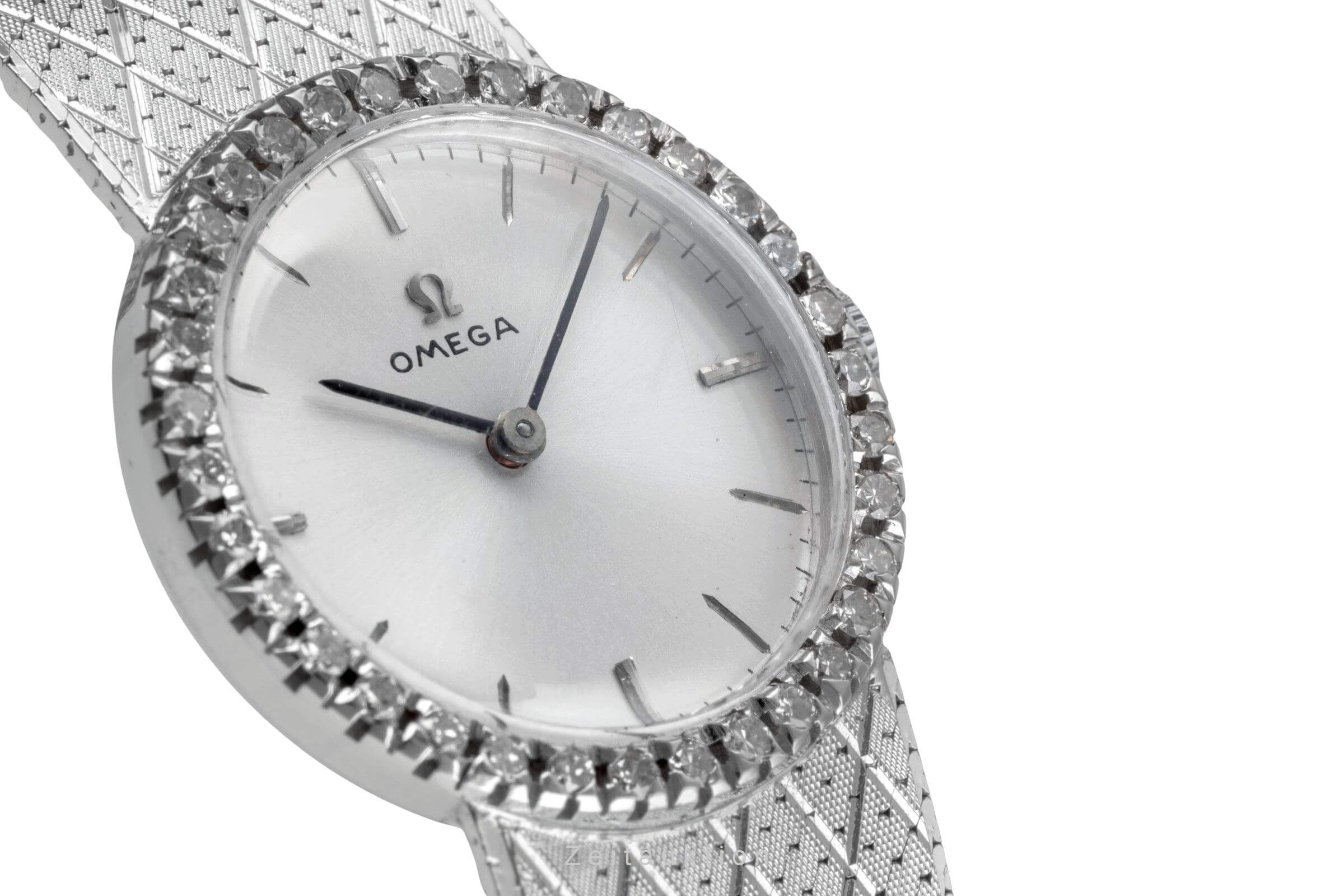 Omega or blanc 18 ct à remontage manuel montre pour femmes Vintage  [2404393]