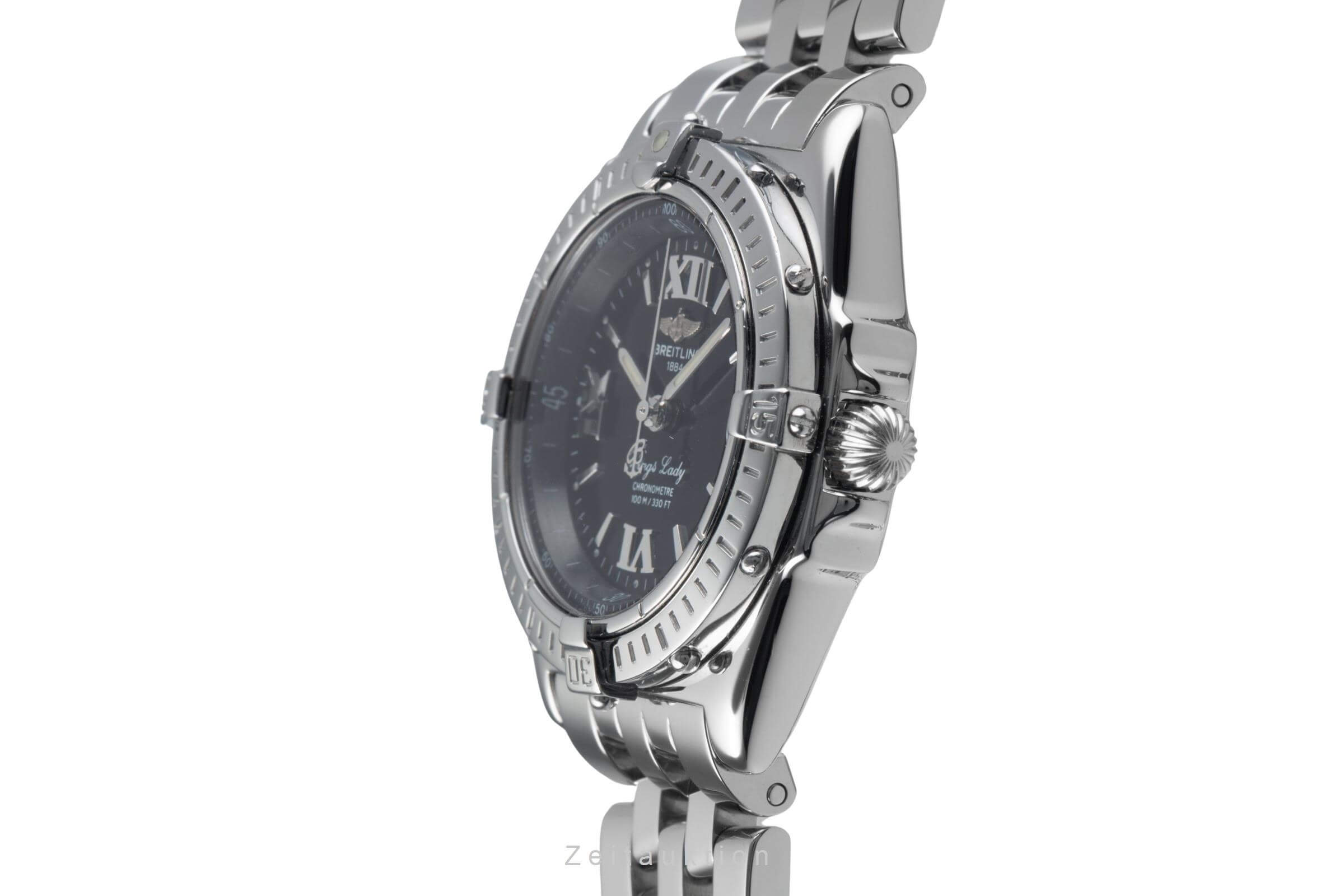 Breitling Wings Lady Black Dial Datum Edelstahl Quarz Damenuhr Ref. A67350 [2405407]