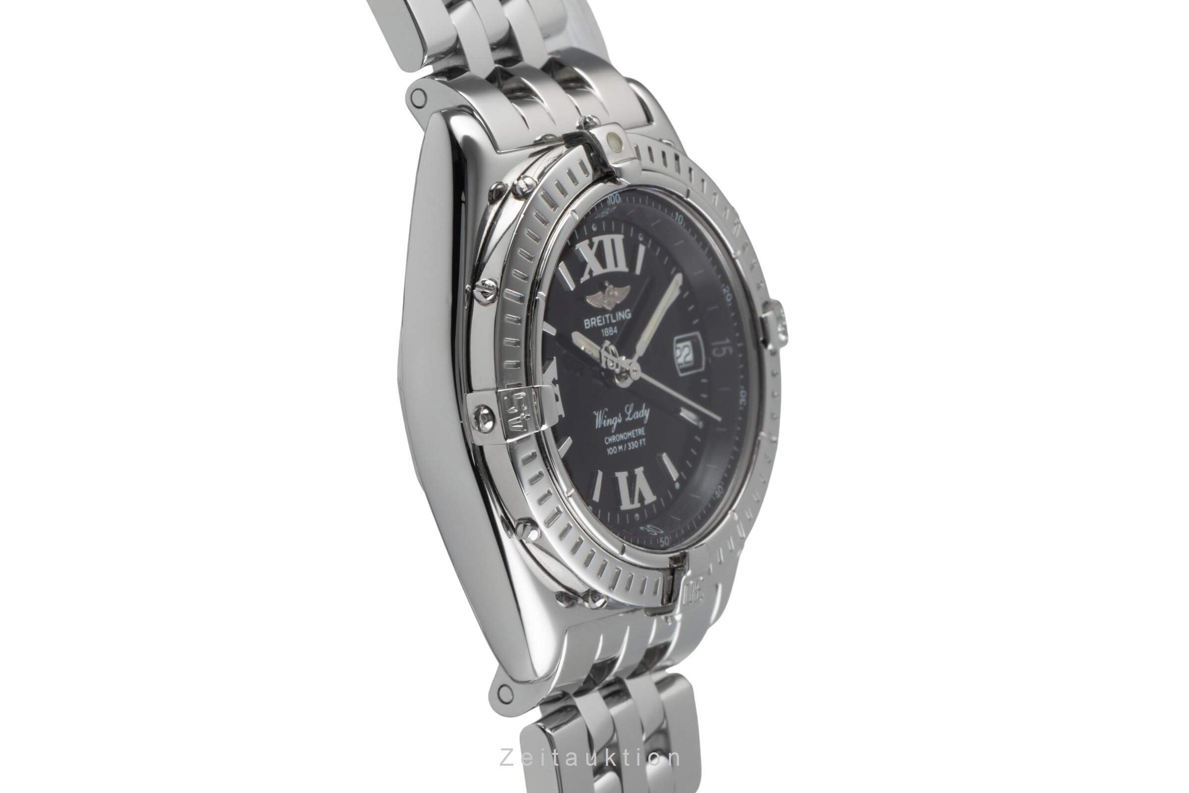Breitling Wings Lady Black Dial Datum Edelstahl Quarz Damenuhr Ref. A67350 [2405407]