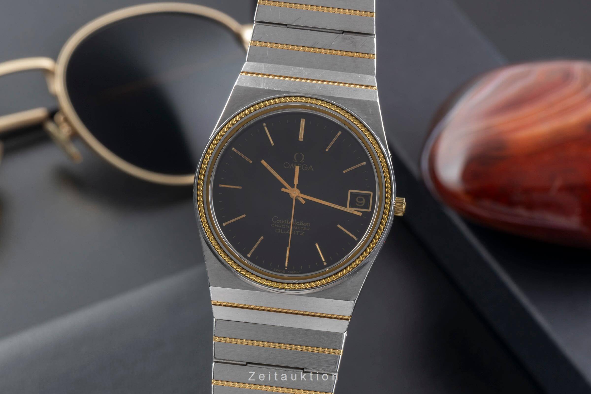 Omega Constellation steel / gold quartz men's watch 198.0129   398.0858 Vintage  [2405553]