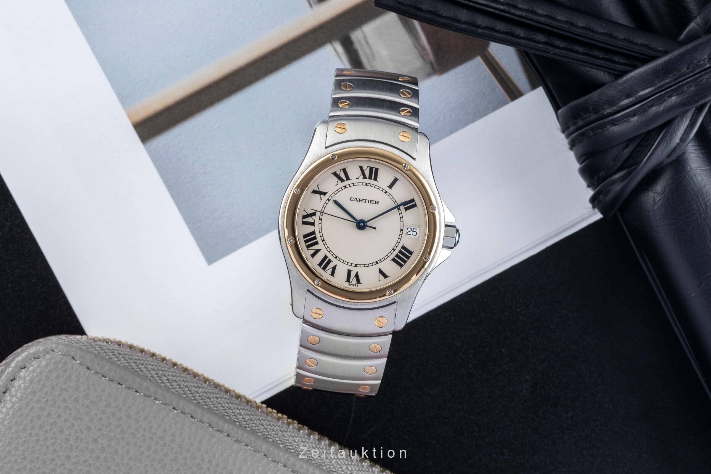 Cartier Santos Ronde acciaio / oro automatismo orologio da uomo W20036R3  [2406385]