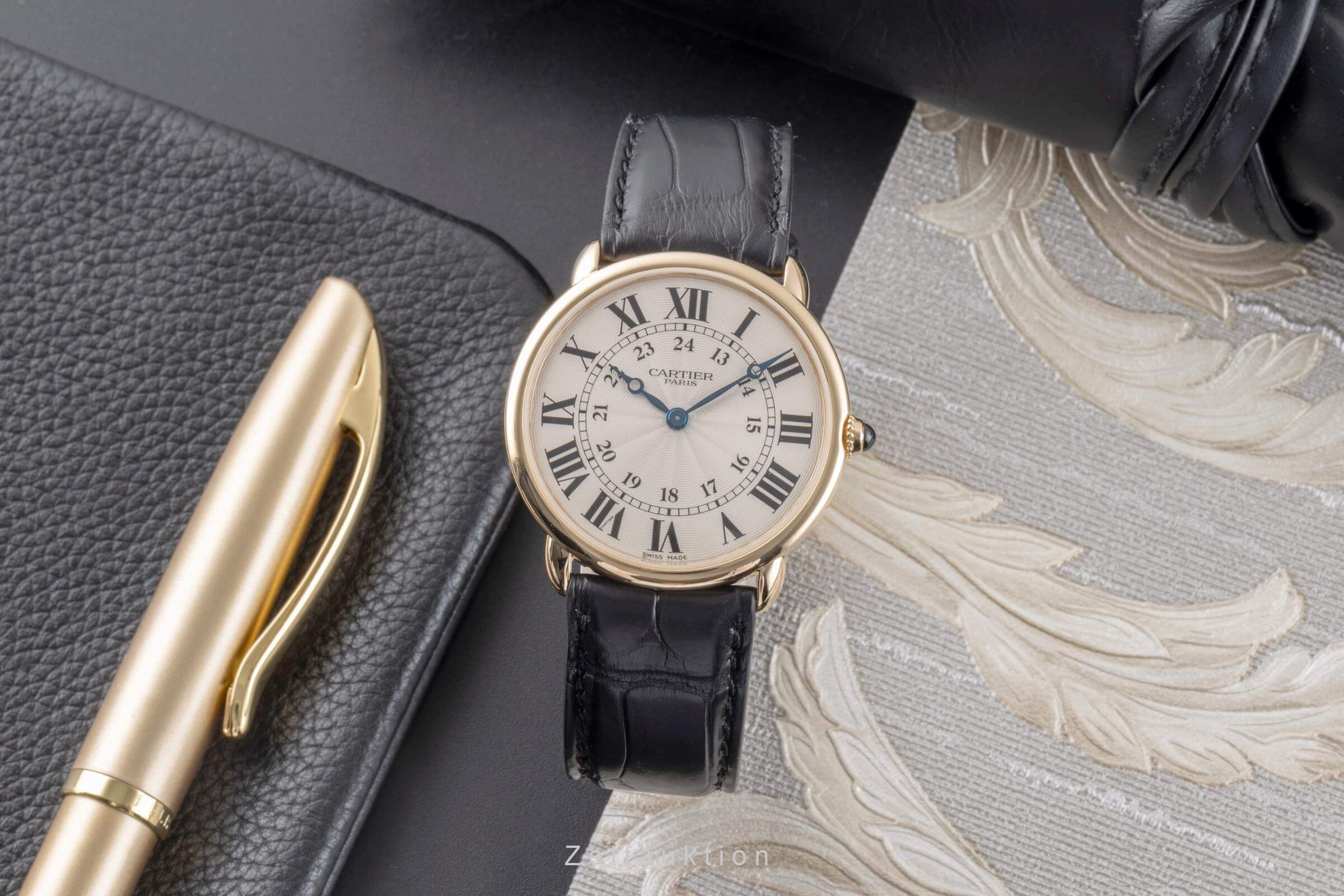 Cartier Ronde Louis or 18 ct à remontage manuel montre pour hommes W6800251  [2406427]