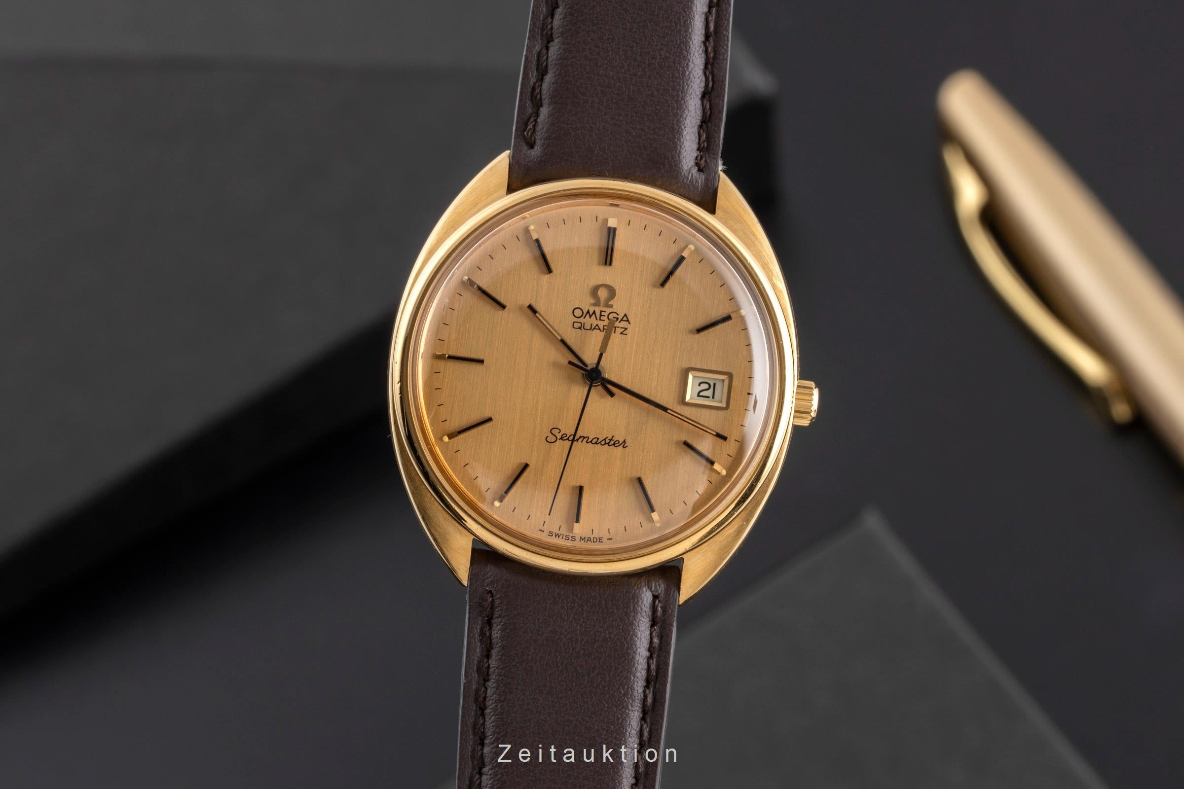 Omega Seamaster gold-plated quartz men's watch 196.0078  [2500186]