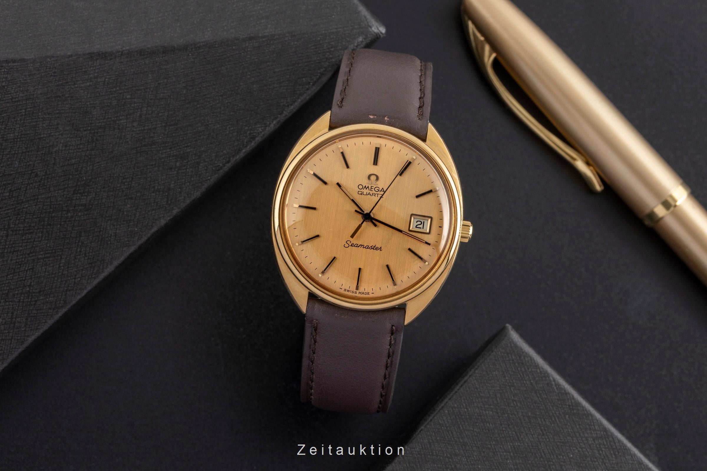 Omega Seamaster gold-plated quartz men's watch 196.0078  [2500186]