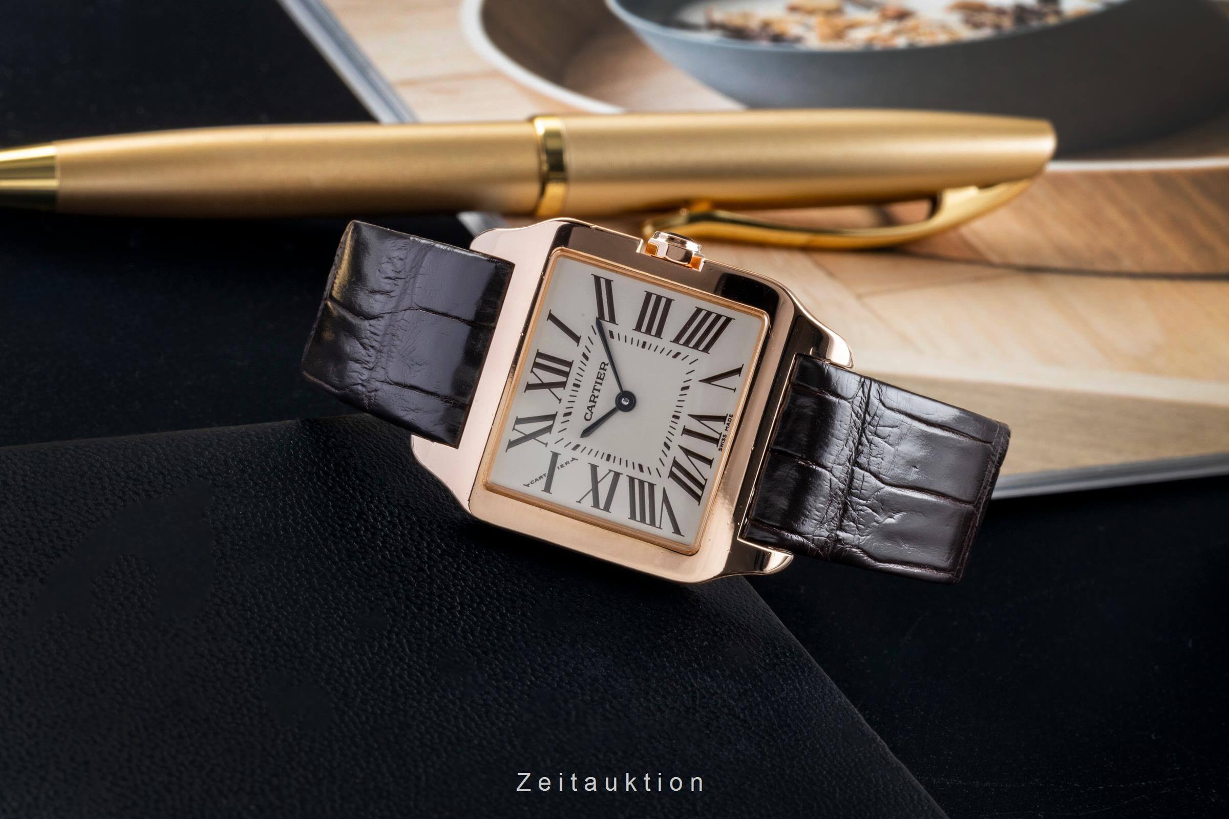 Cartier Santos Dumont 18 ct red gold quartz Kal. 690 Ref. W2009251