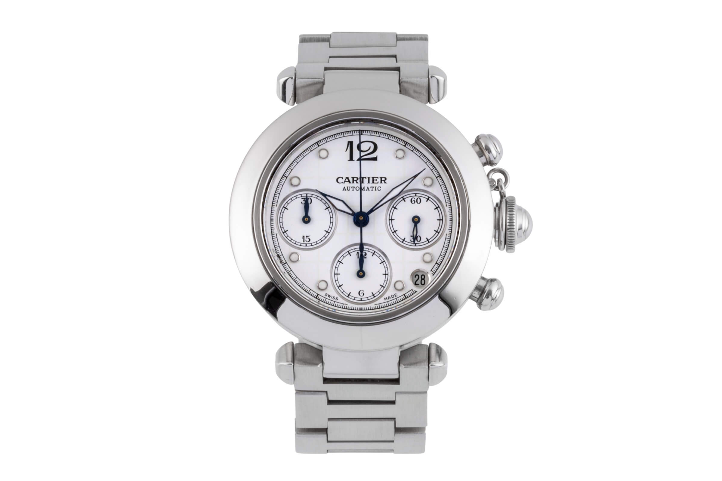 Cartier Pasha chronograph steel automatic men's watch W31039M7 LP: 7200EUR  [2500326]