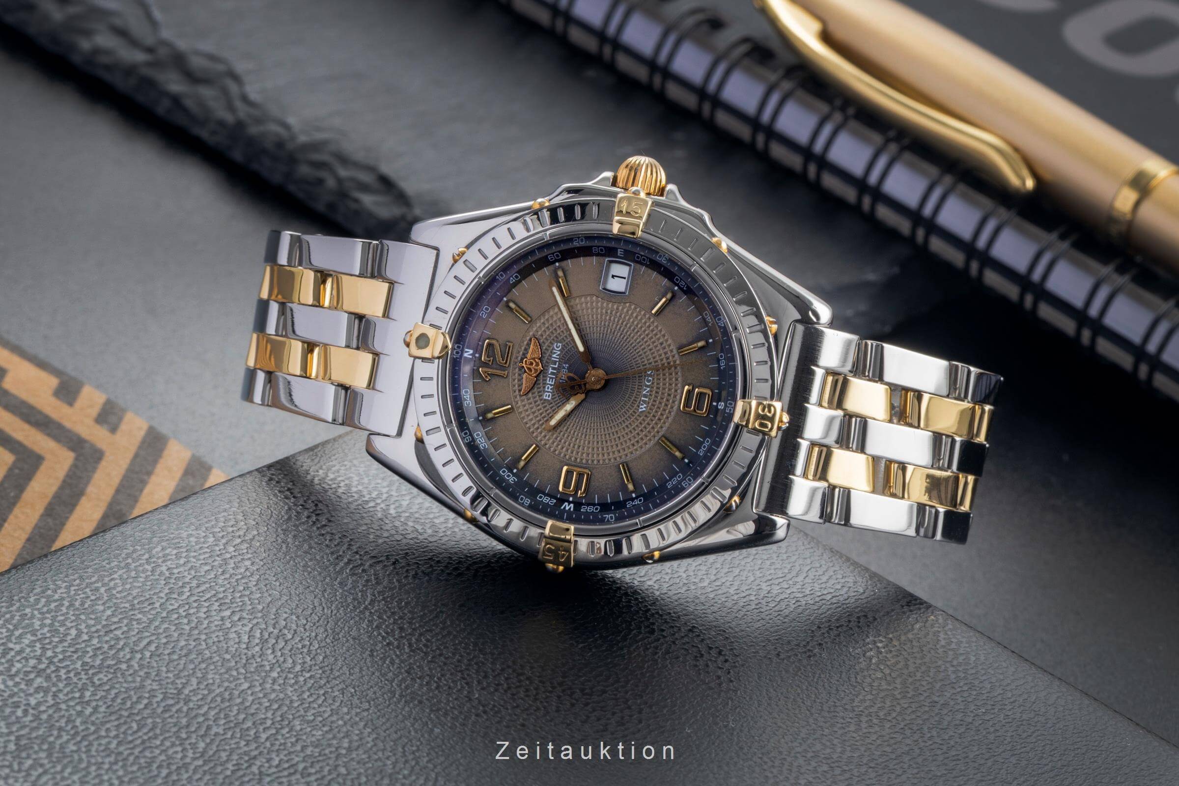Breitling Wings Stahl / Gold Automatik Datum Herrenuhr Ref. B10050 Papiere 1998 [2500375]