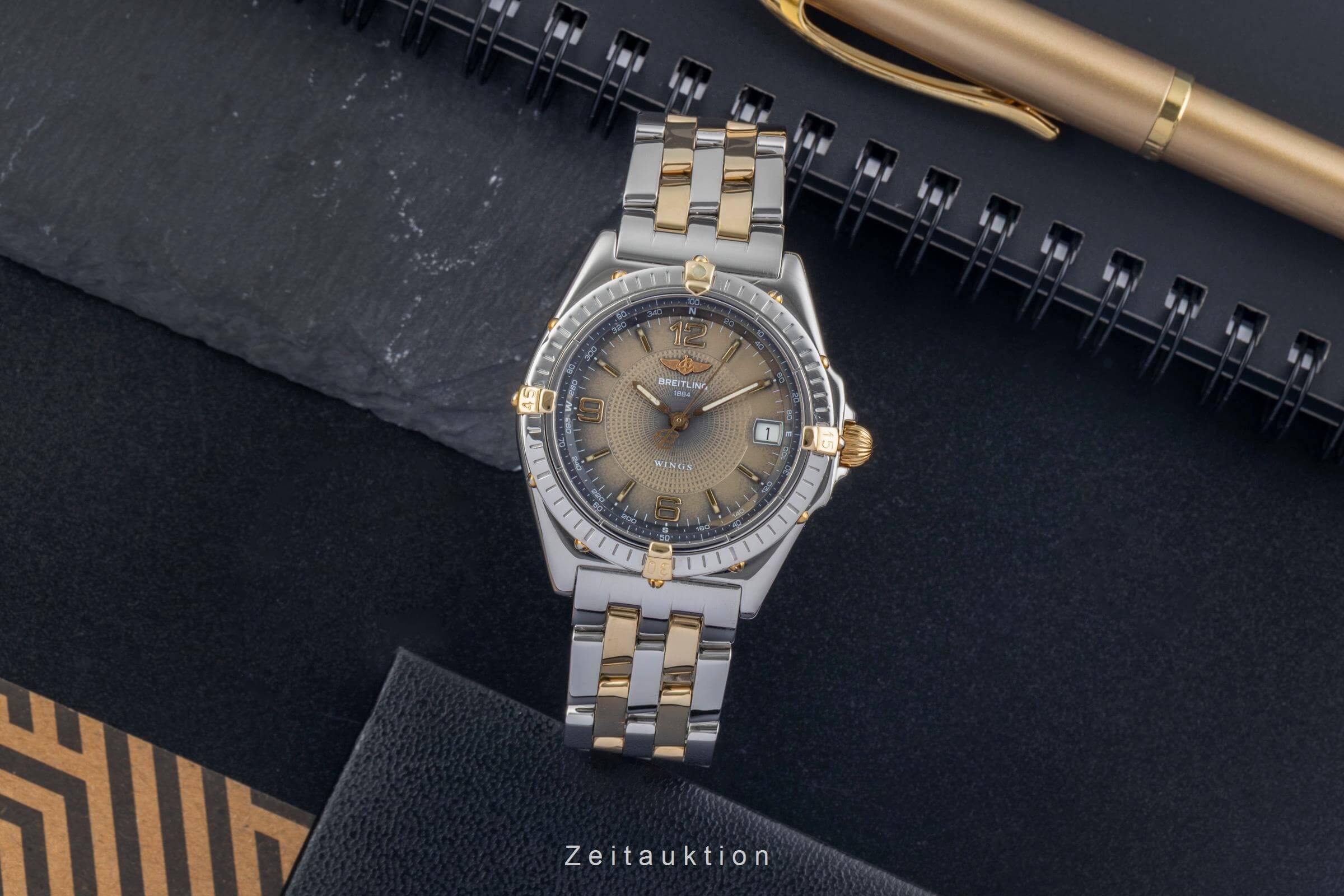 Breitling Wings Stahl / Gold Automatik Datum Herrenuhr Ref. B10050 Papiere 1998 [2500375]