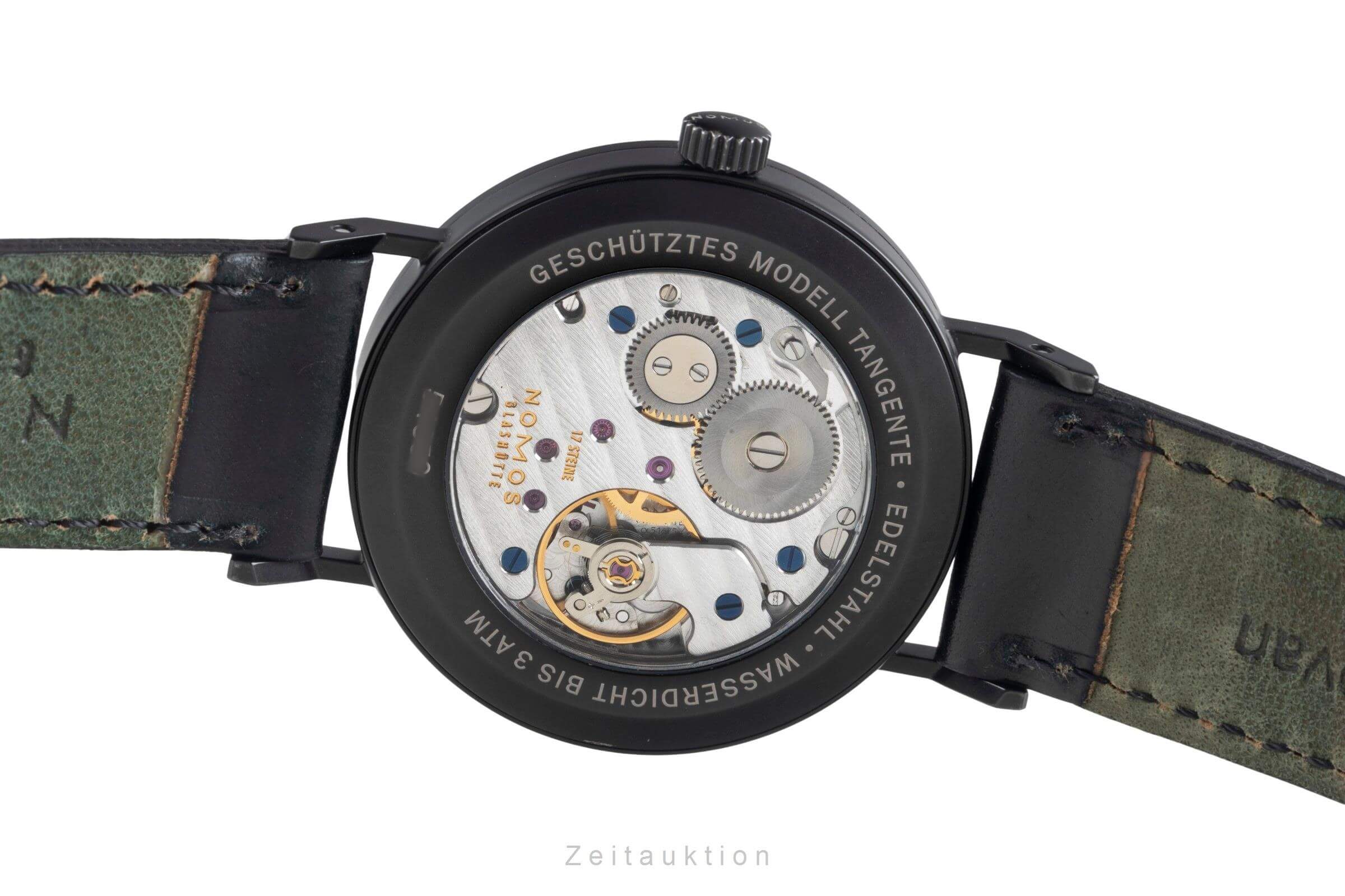 Nomos Tangente Norma PVD Schwarz Edelstahl Handaufzug Herrenuhr Ref. 129 B&P [2500391]