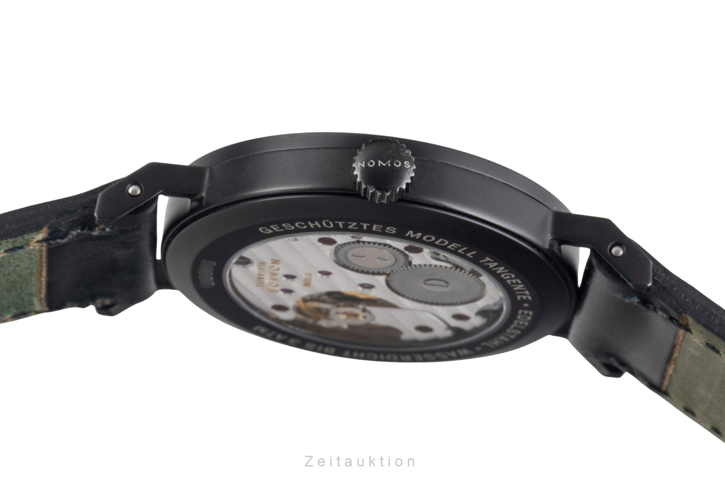 Nomos Tangente Norma PVD Schwarz Edelstahl Handaufzug Herrenuhr Ref. 129 B&P [2500391]