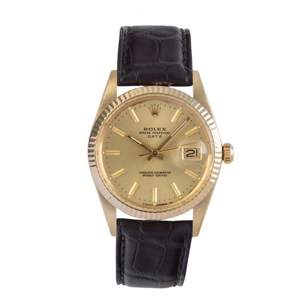 Rolex Date oro giallo 14 ct automatismo orologio da uomo 15037 Vintage  [2500495]