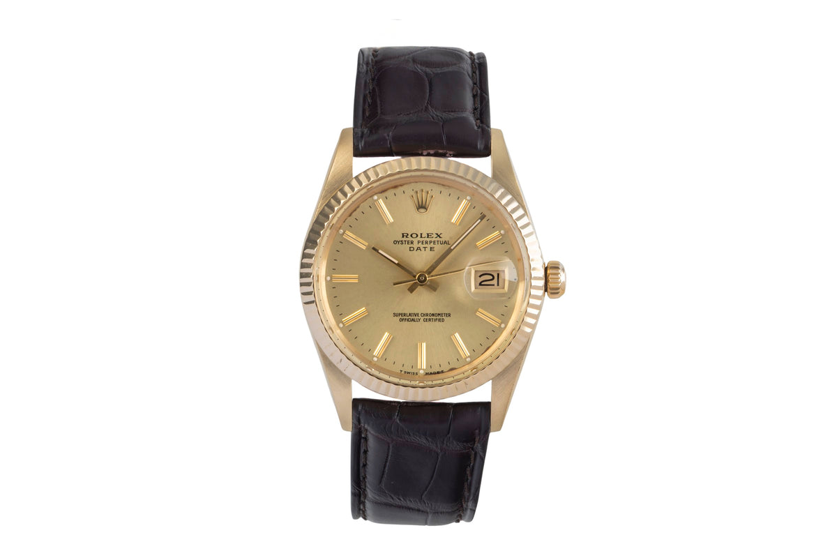 Date 14 ct yellow gold automatic watch 15037 Vintage [ ]