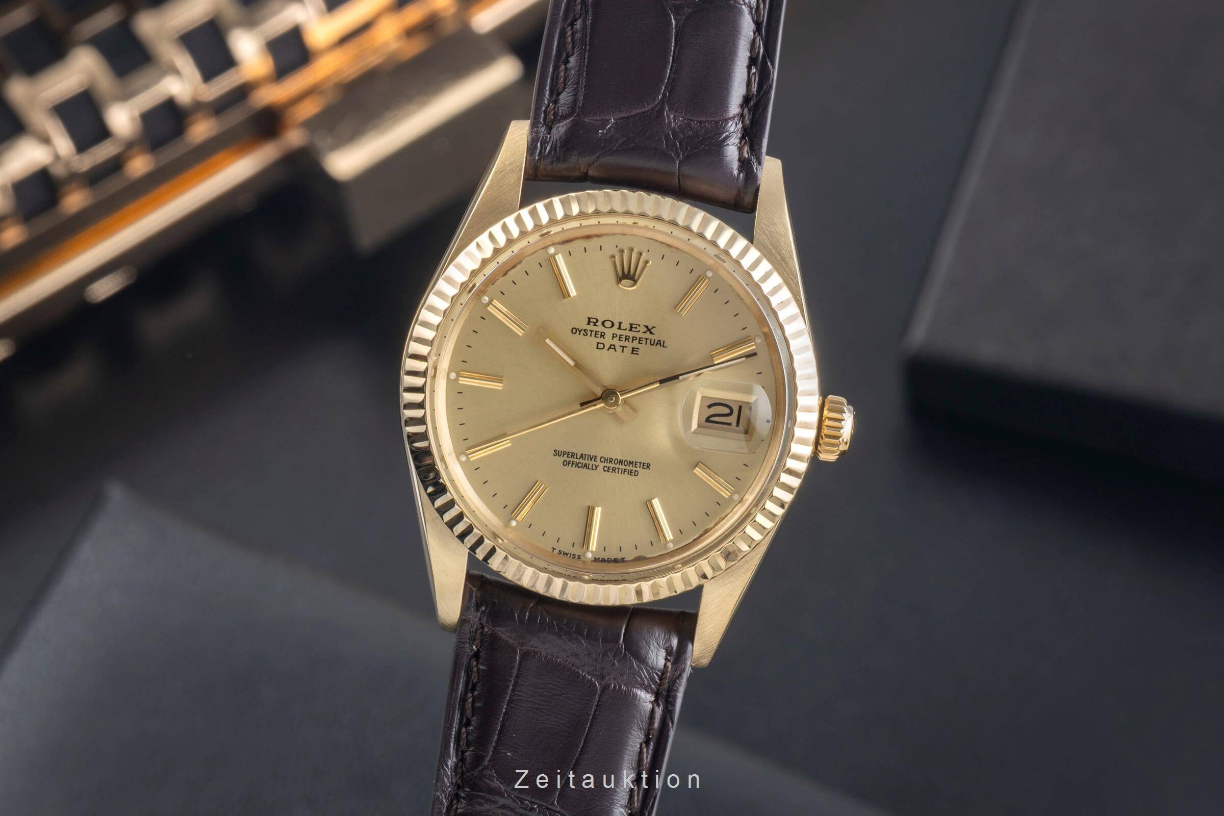 Rolex Date oro giallo 14 ct automatismo orologio da uomo 15037 Vintage  [2500495]