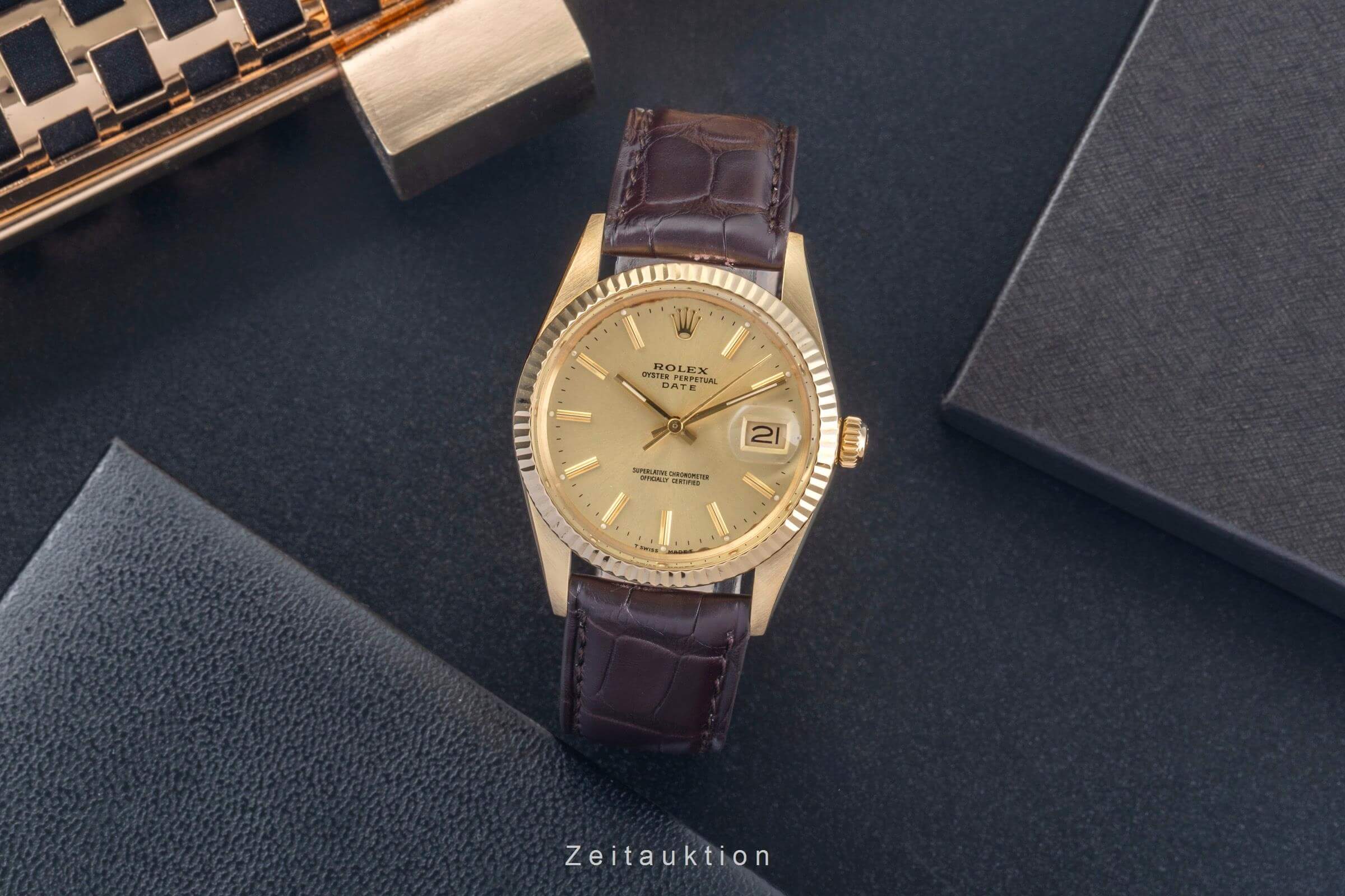 Rolex Date oro giallo 14 ct automatismo orologio da uomo 15037 Vintage  [2500495]