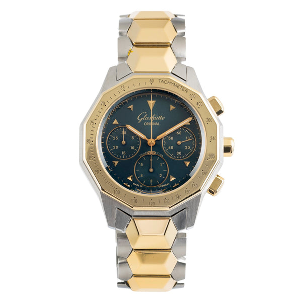 Glashütte Sport Chronograph Stahl / Gold Automatik Ref 1-10-66-12-11-04 B&P 1998 [2500525]