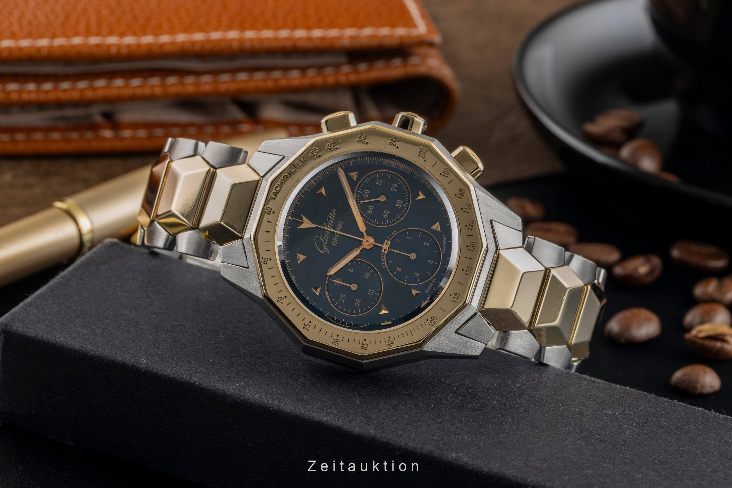 Glashütte Sport Chronograph Stahl / Gold Automatik Ref 1-10-66-12-11-04 B&P 1998 [2500525]