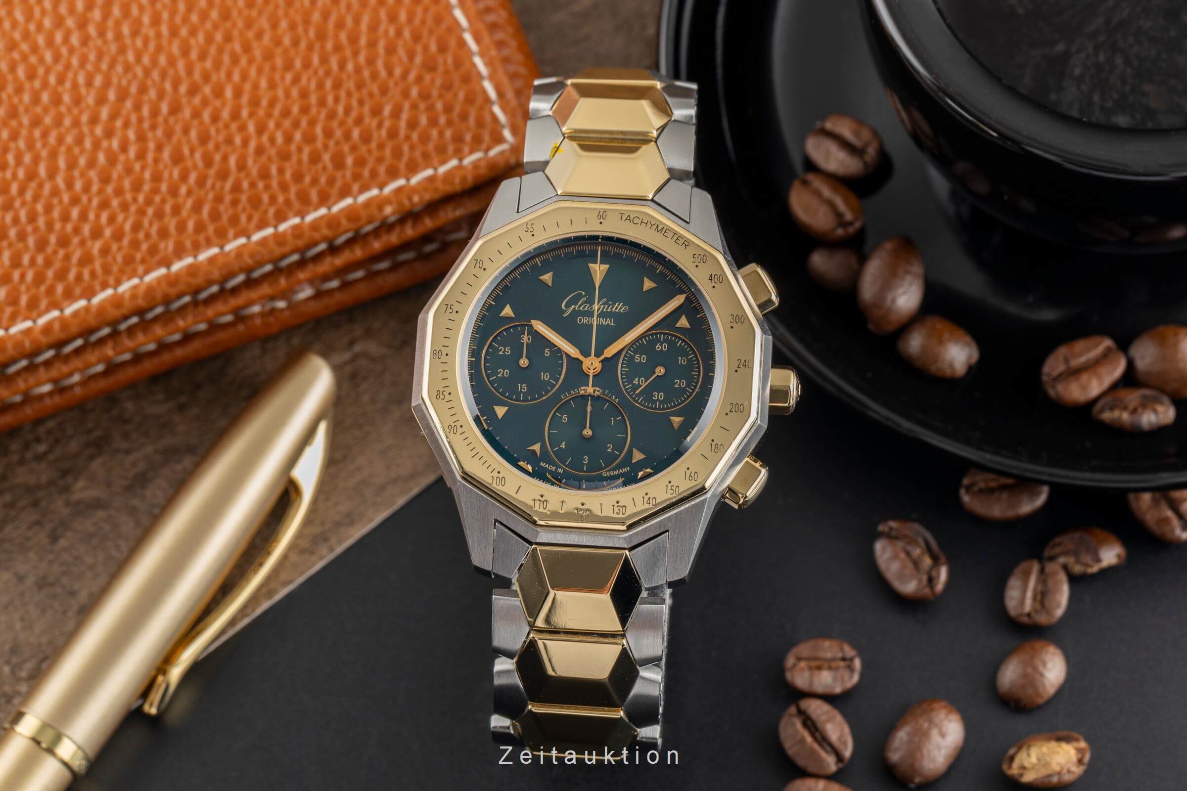 Glashütte Sport Chronograph Stahl / Gold Automatik Ref 1-10-66-12-11-04 B&P 1998 [2500525]