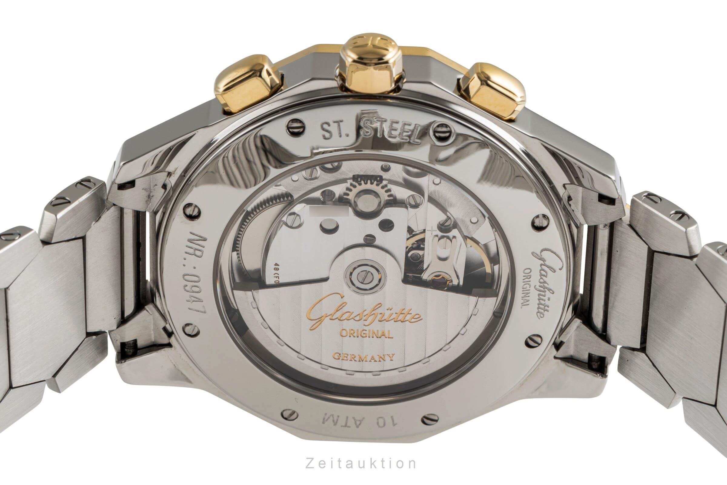 Glashütte Sport Chronograph Stahl / Gold Automatik Ref 1-10-66-12-11-04 B&P 1998 [2500525]