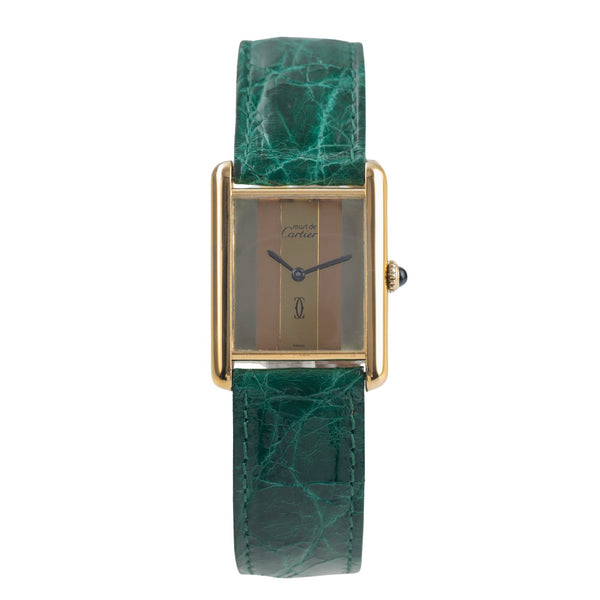 Cartier Vermeil plata banada en oro cuerda manual unisex  [2500749]