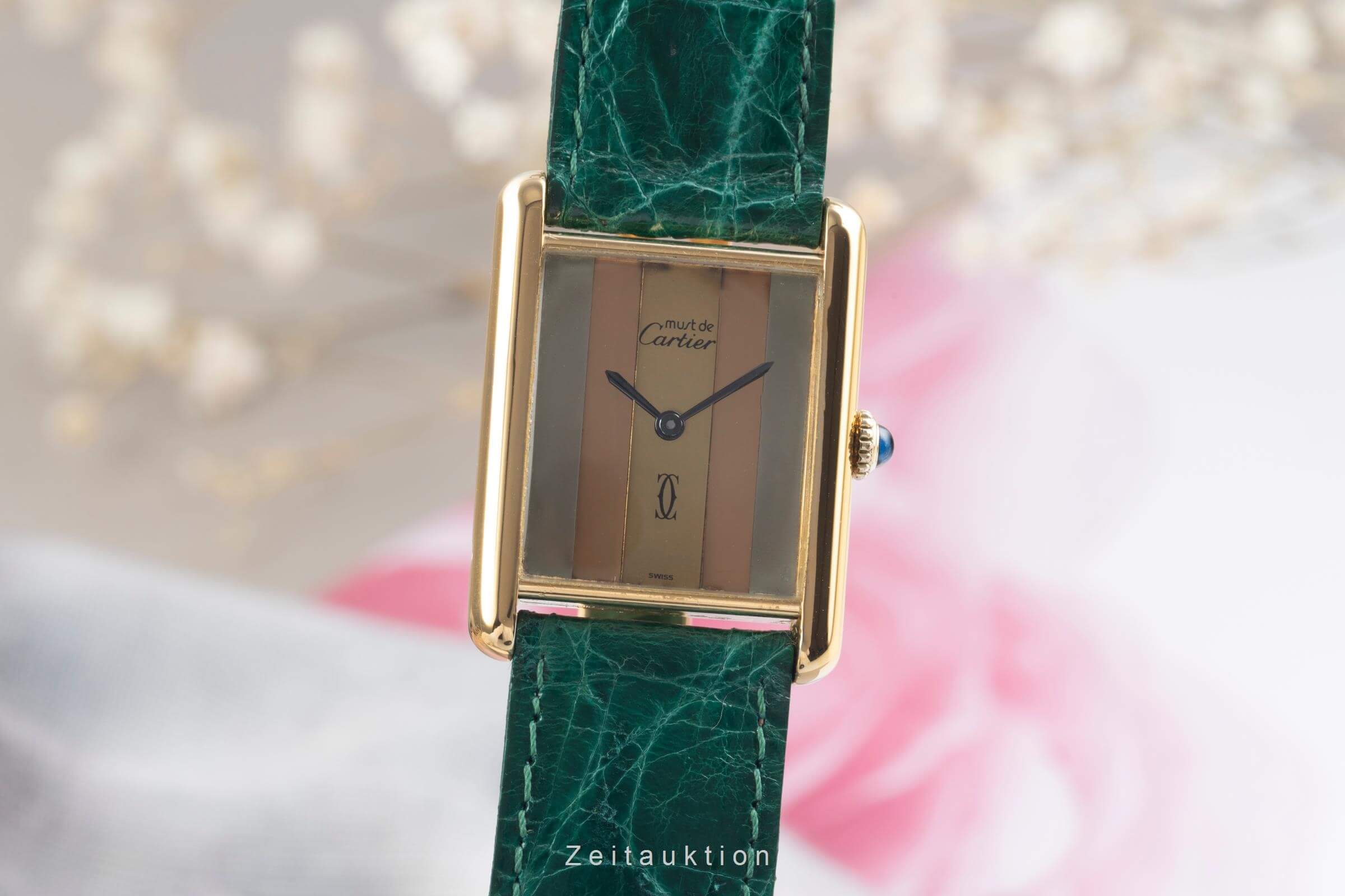 Cartier Vermeil plata banada en oro cuerda manual unisex  [2500749]