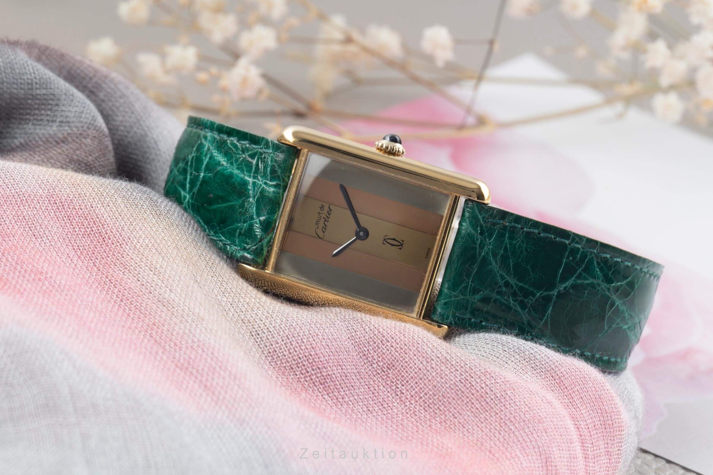 Cartier Vermeil plata banada en oro cuerda manual unisex  [2500749]